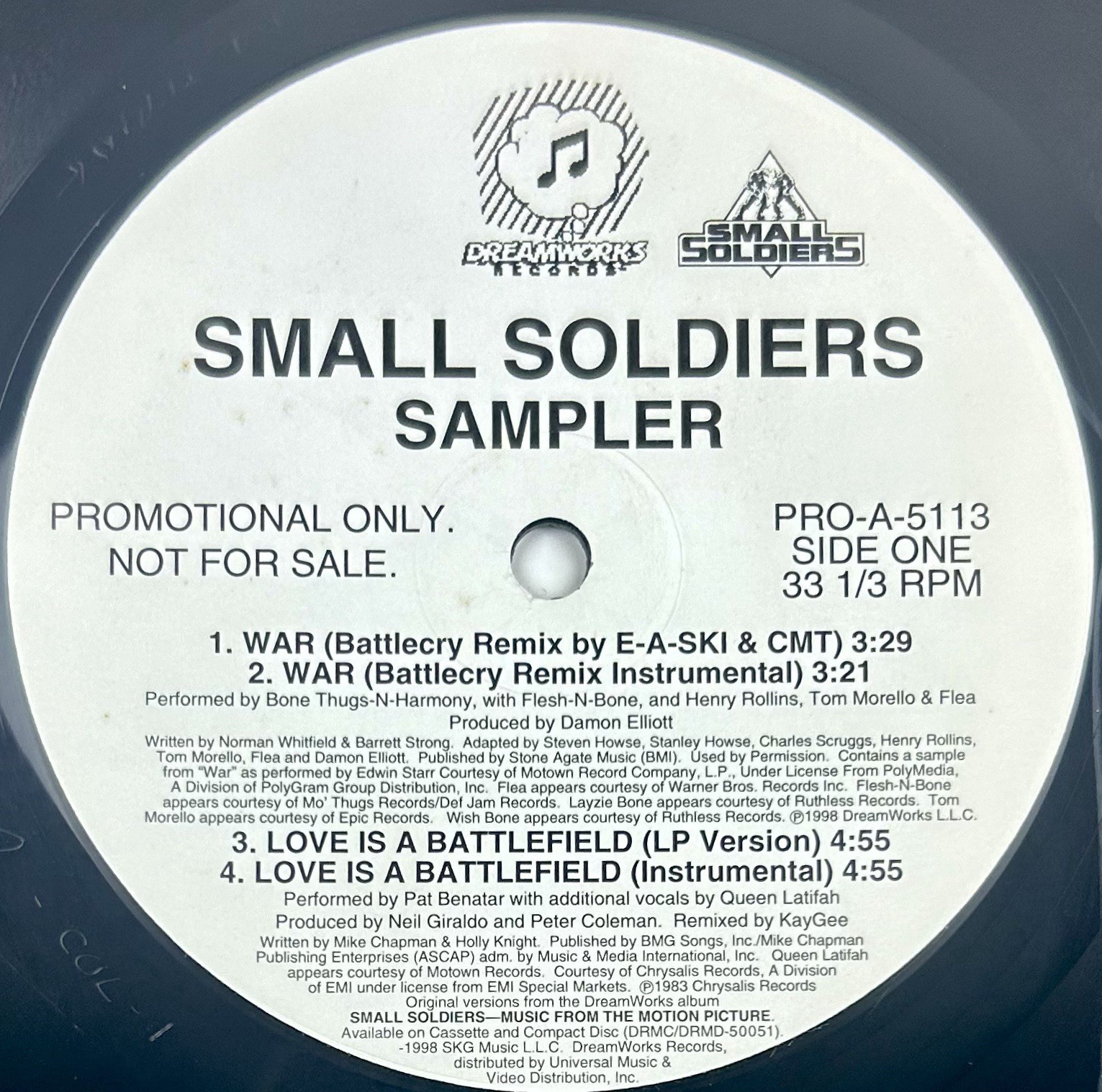 Small Soldiers Sampler 1998 Vinyl Record – Queen, Wyclef Jean, Bone Thugs VG