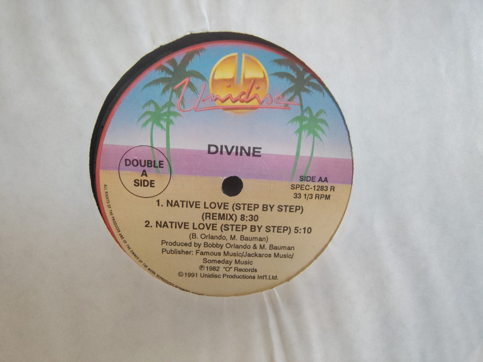 DIVINE – “NATIVE LOVE” / 3 MIXES / BOBBY ‘O’ / UNIDISC RECORDS (CANADA) 1991