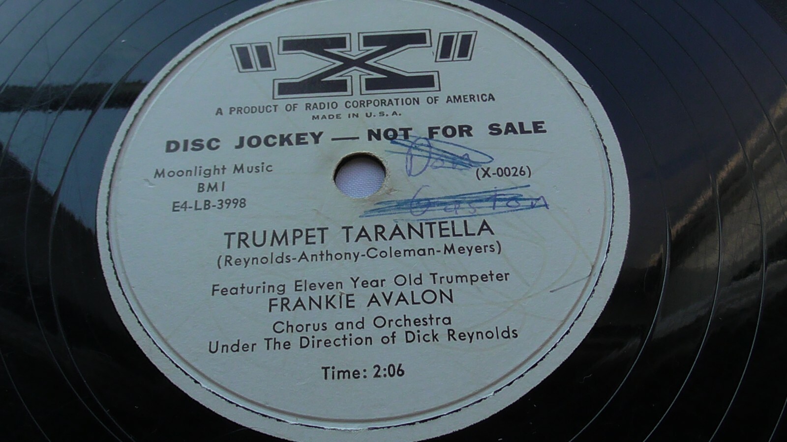 Frankie Avalon 78rpm single 10-inch X Records #X-0026 Trumpet Tarantella