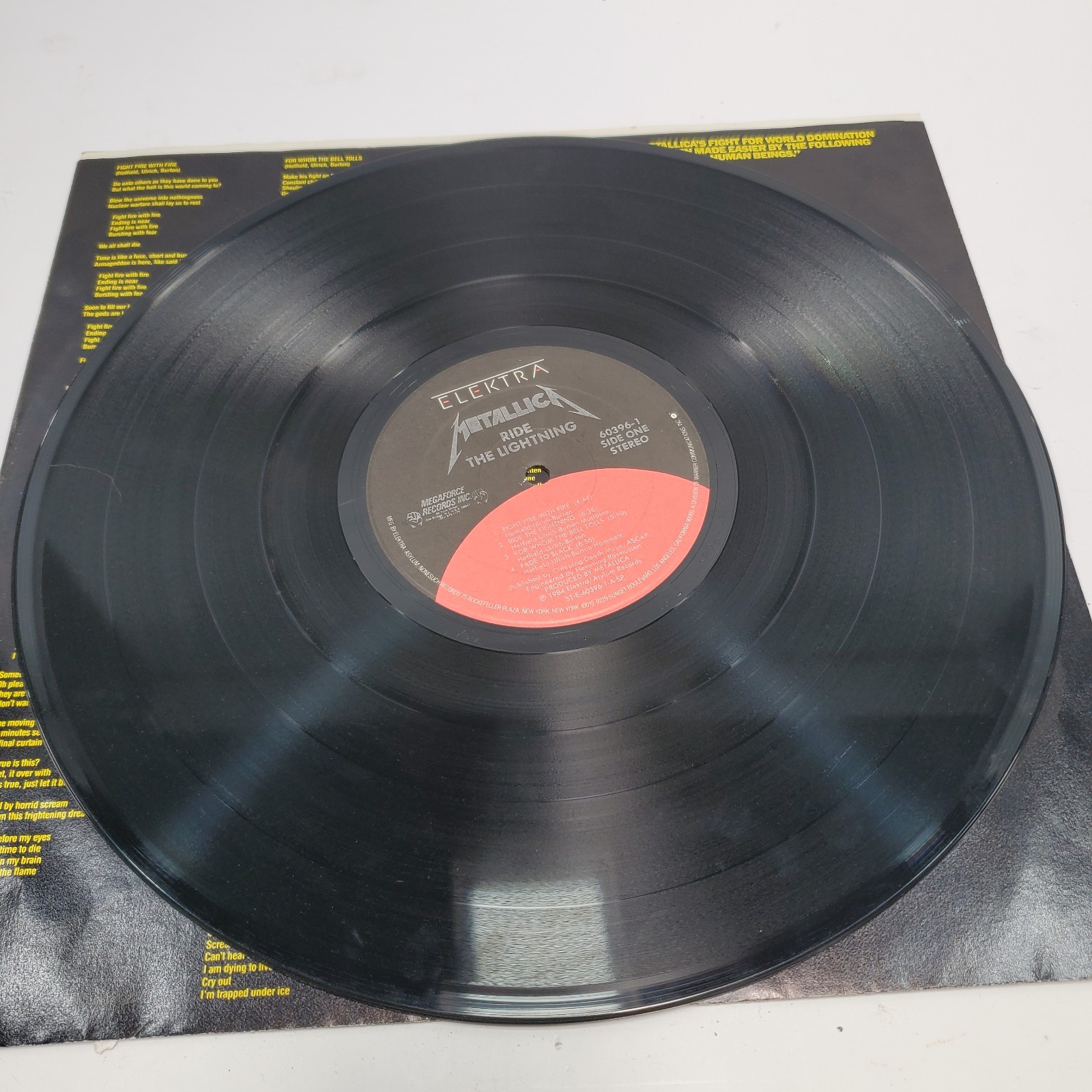 Metallica Ride The Lightning Vinyl LP w/Original Inner Sleeve Elektra 60396-1 VG