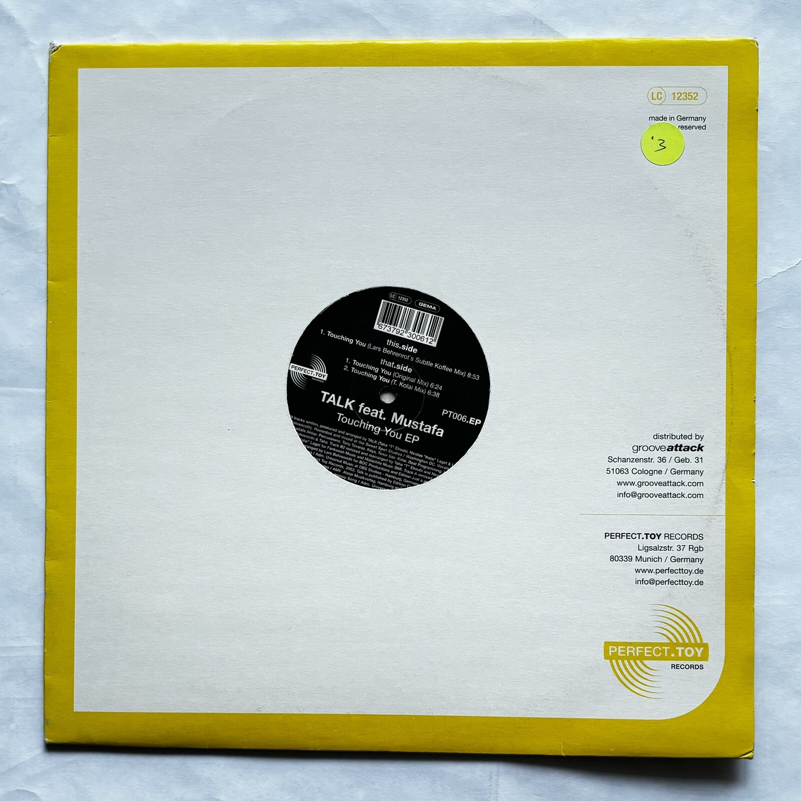 Talk Feat Mustafa Touching You EP 12” Vinyl Record Perfect Toy Deep House Jazz