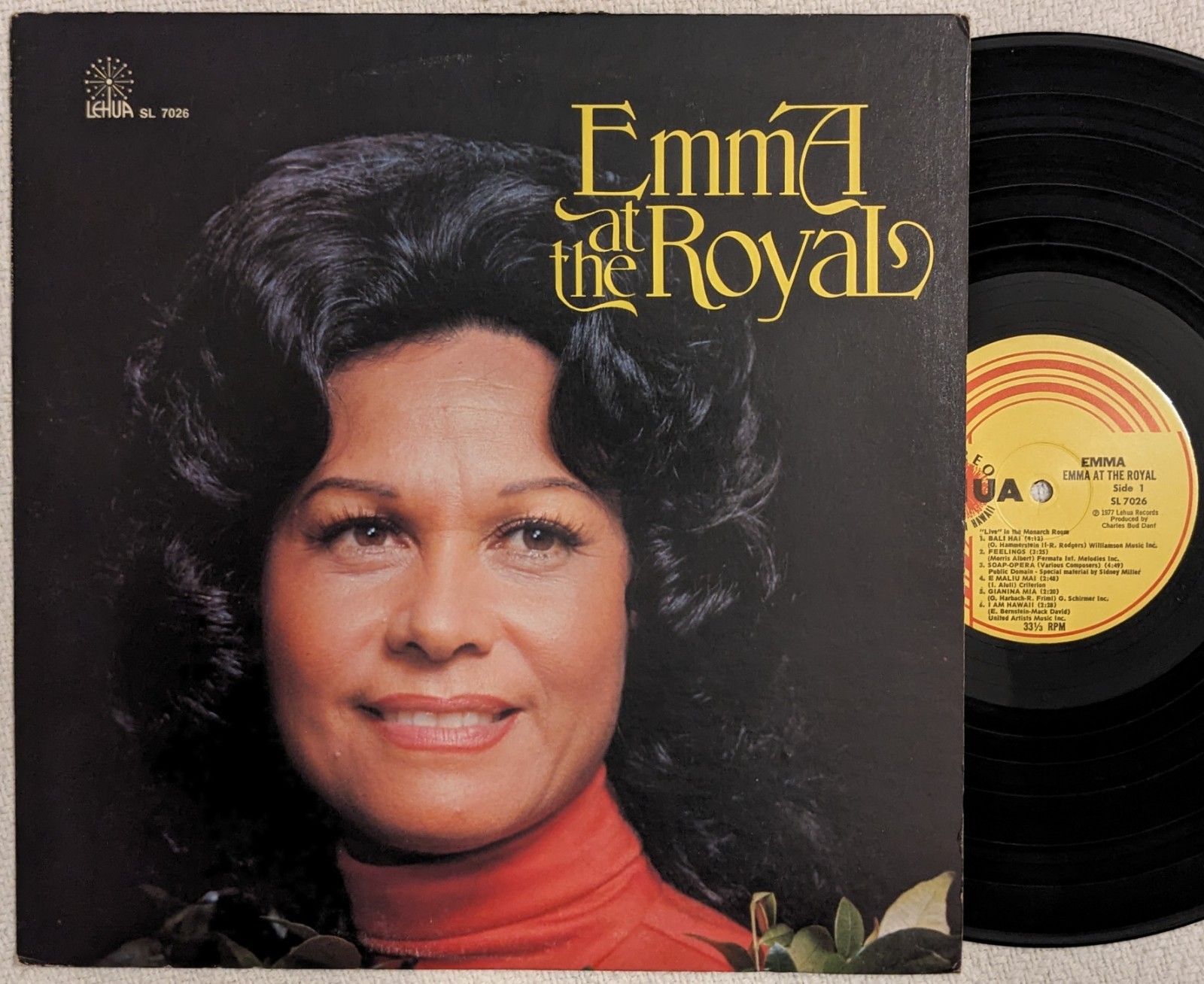 Emma Veary EMMA AT THE ROYAL lp Lehua SL 7026 exotica STEREO Jack Lord 1976