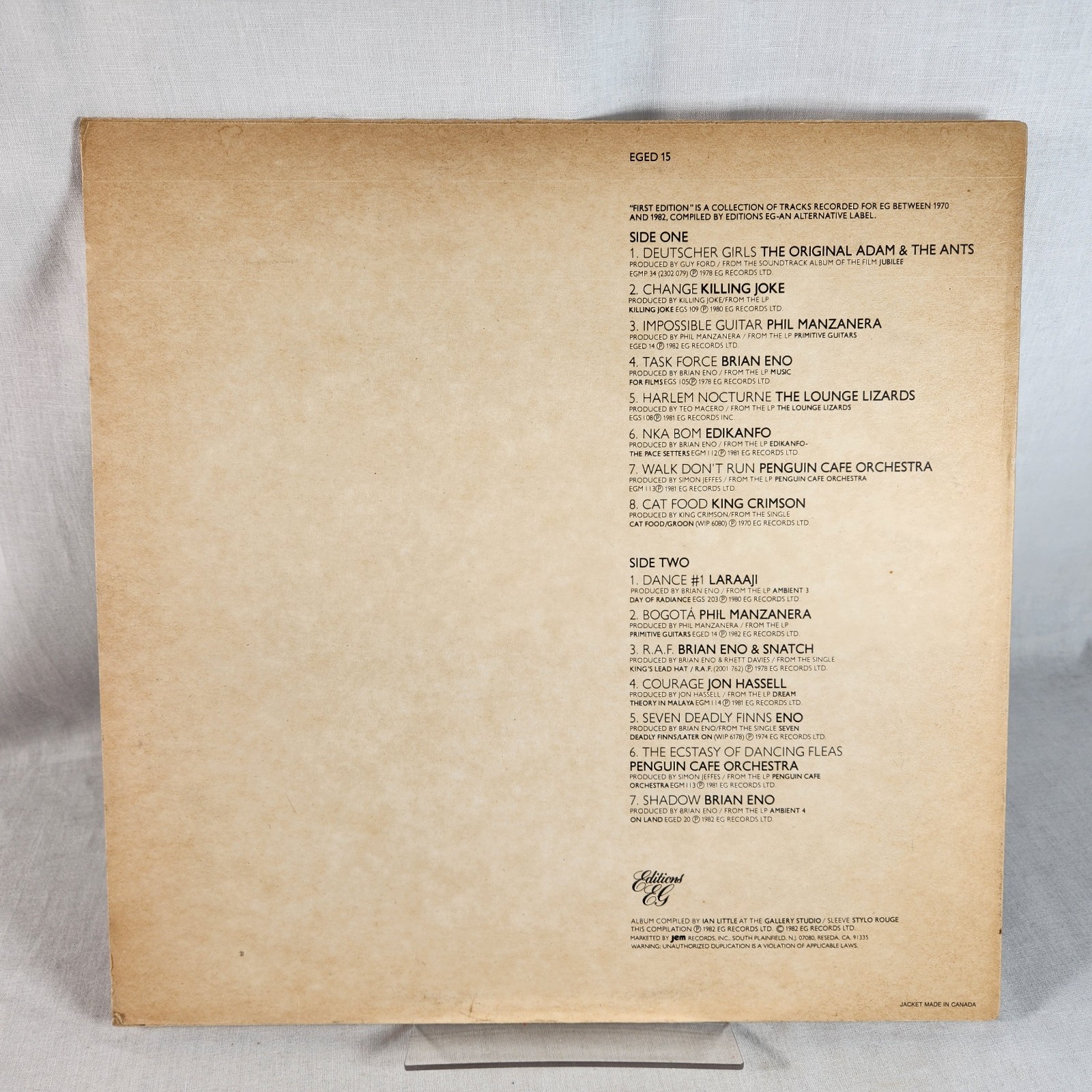Various – First Edition Vinyl LP (1982 US) Editions EG Electronic Jazz Rock VG