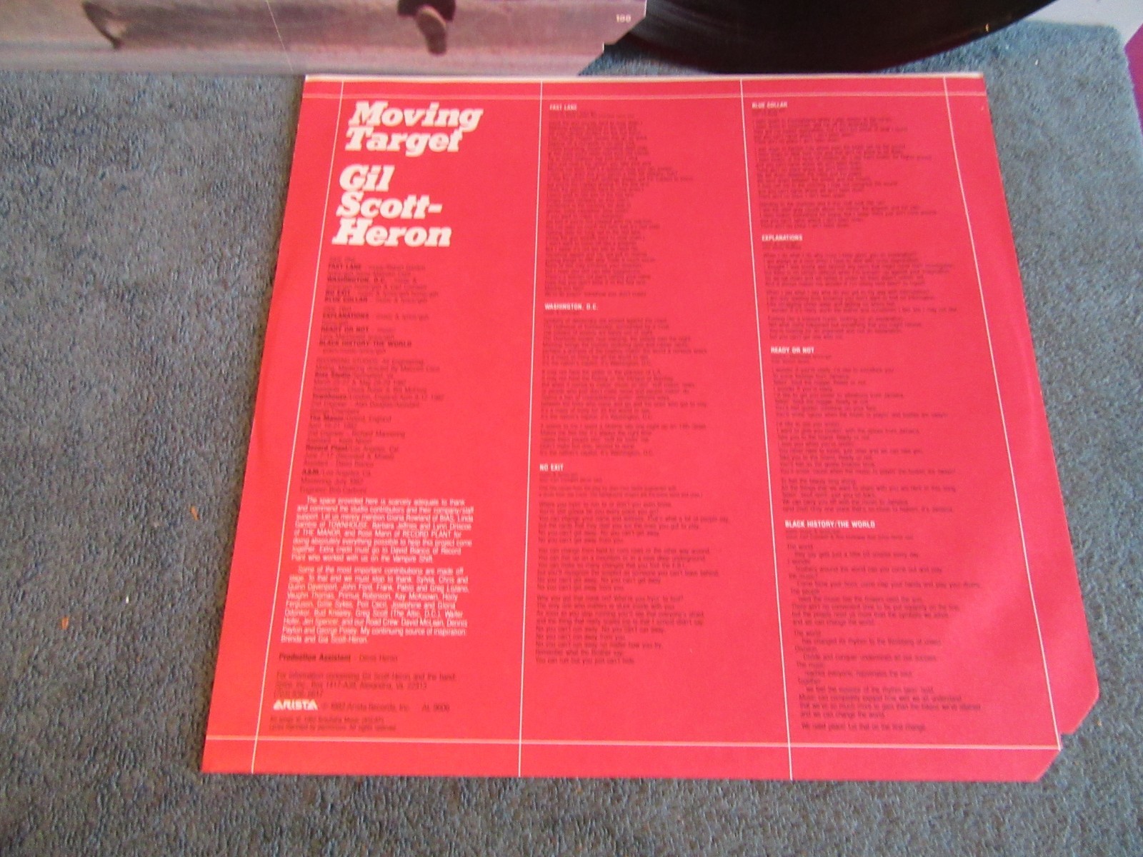 Gil Scott heron lp moving target vinyl record 1982 PROMO arista 9606