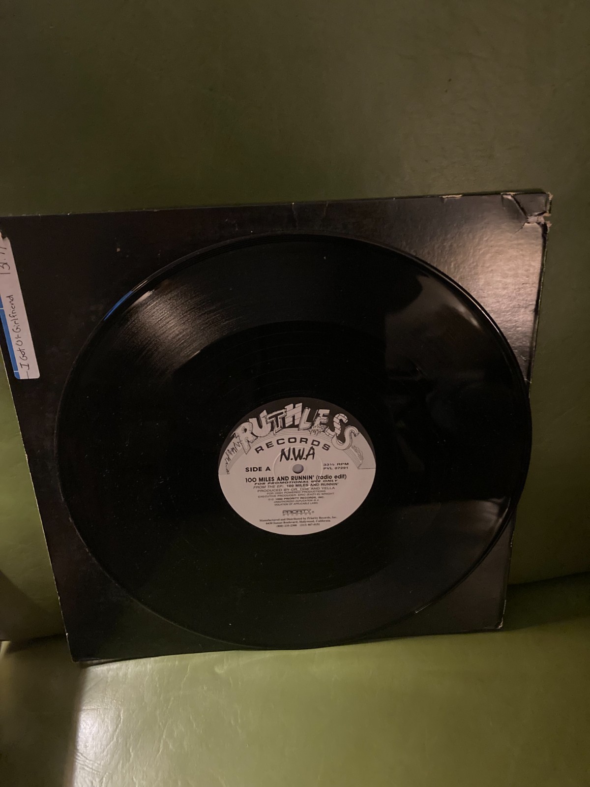 NWA – 100 Miles and Runnin’ (Radio Edit) 12″ Vinyl Single Ruthless Records PROMO