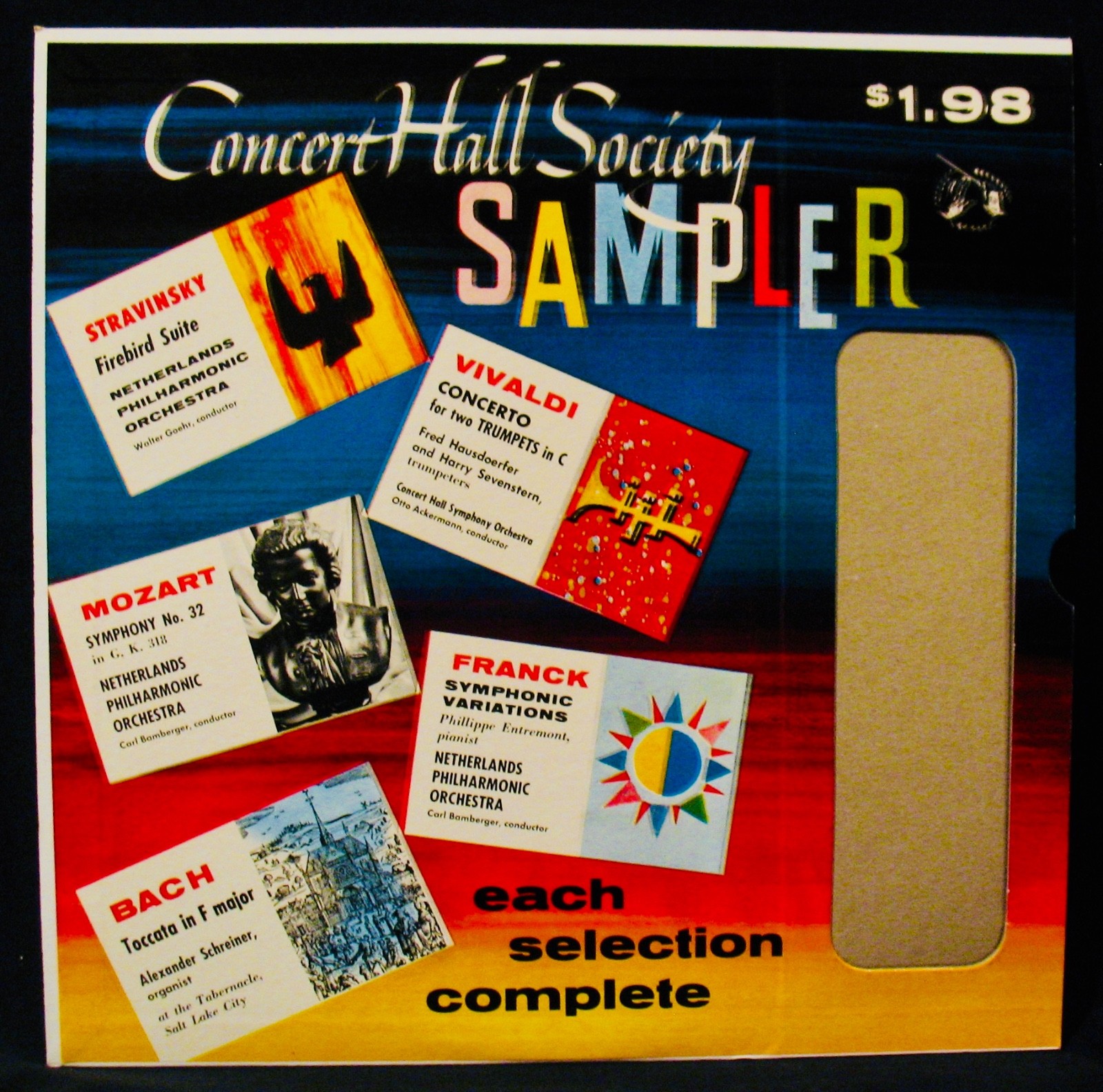 CONCERT HALL SOCIETY SAMPLER-Mozart-Bach-Stravinsky-Vivaldi-Franck-Near Mint LP