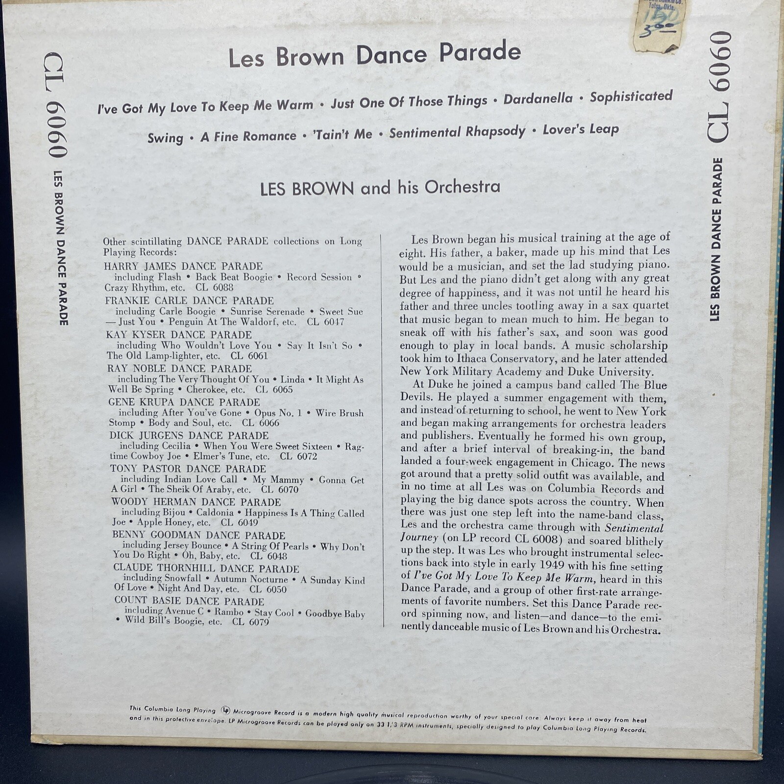 Les Brown & Orchestra, Dance Parade 10″ MONO 1949 JAZZ 33RPM VINYL & COVER (VG)