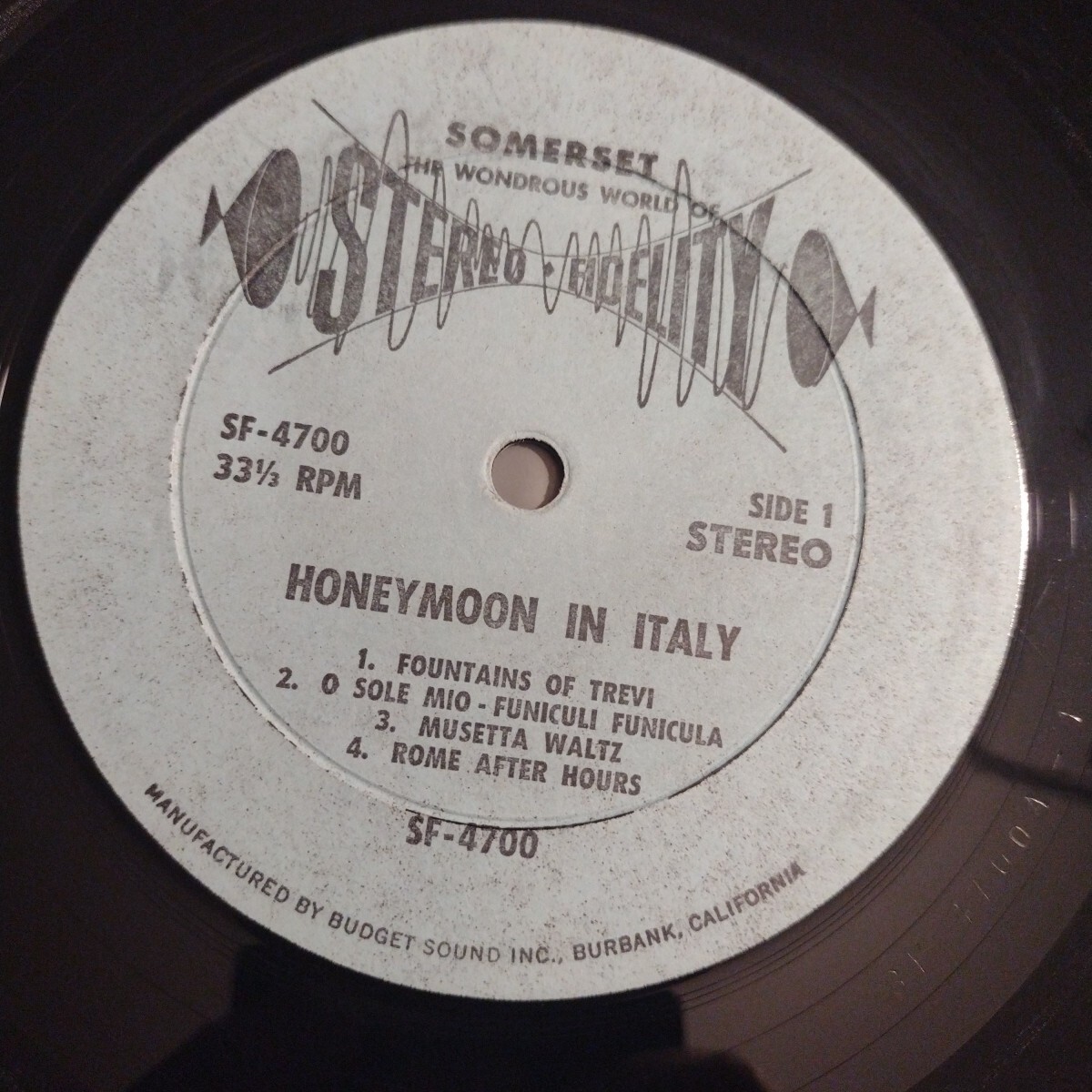 Roberto Rossani And His Orchestra ‎– Honeymoon In Italy (Vinyl LP 1959) Somerset