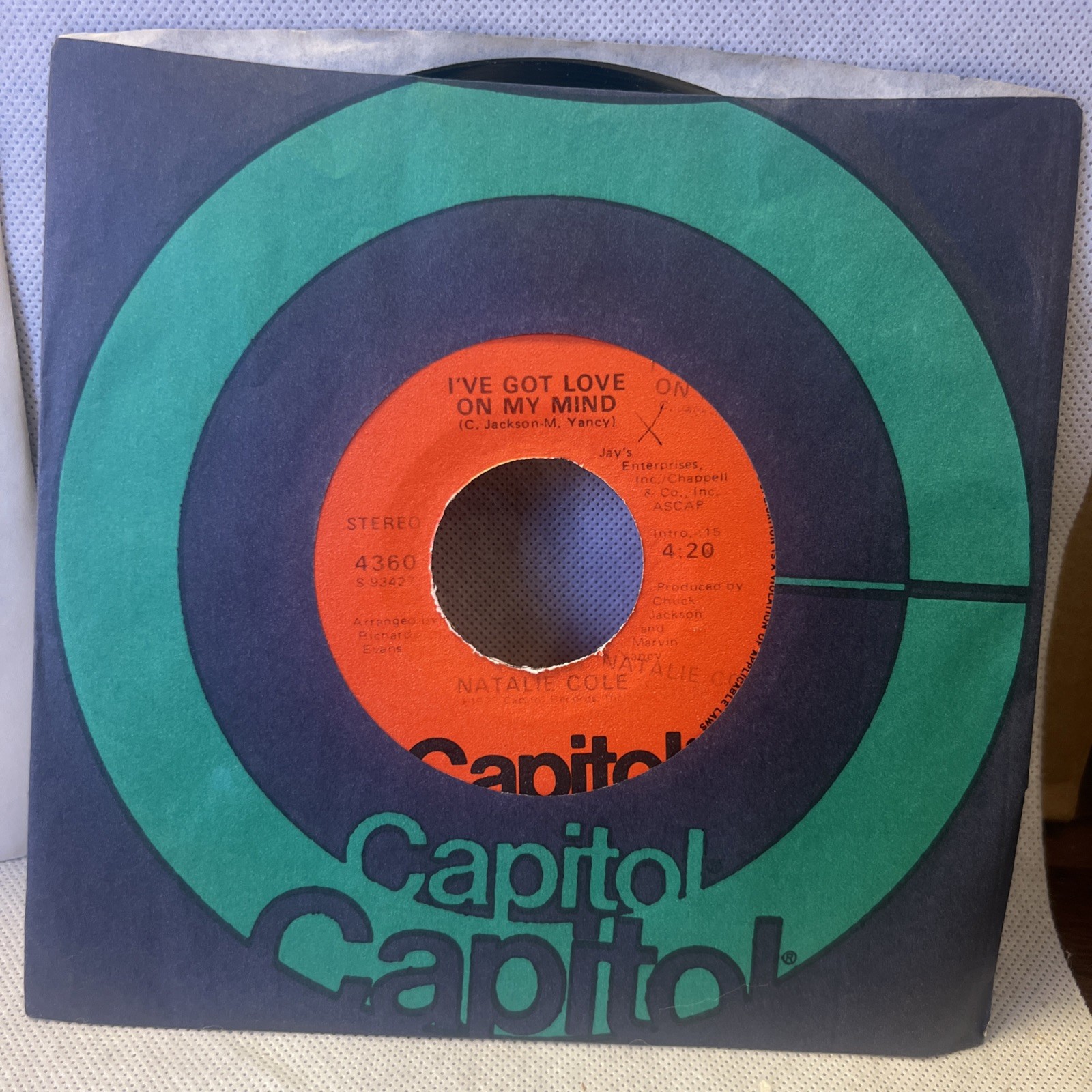 1977 Natalie Cole I’ve Got Love On My Mind Unpredictable 45 VG+ LABEL MISPRINT ￼