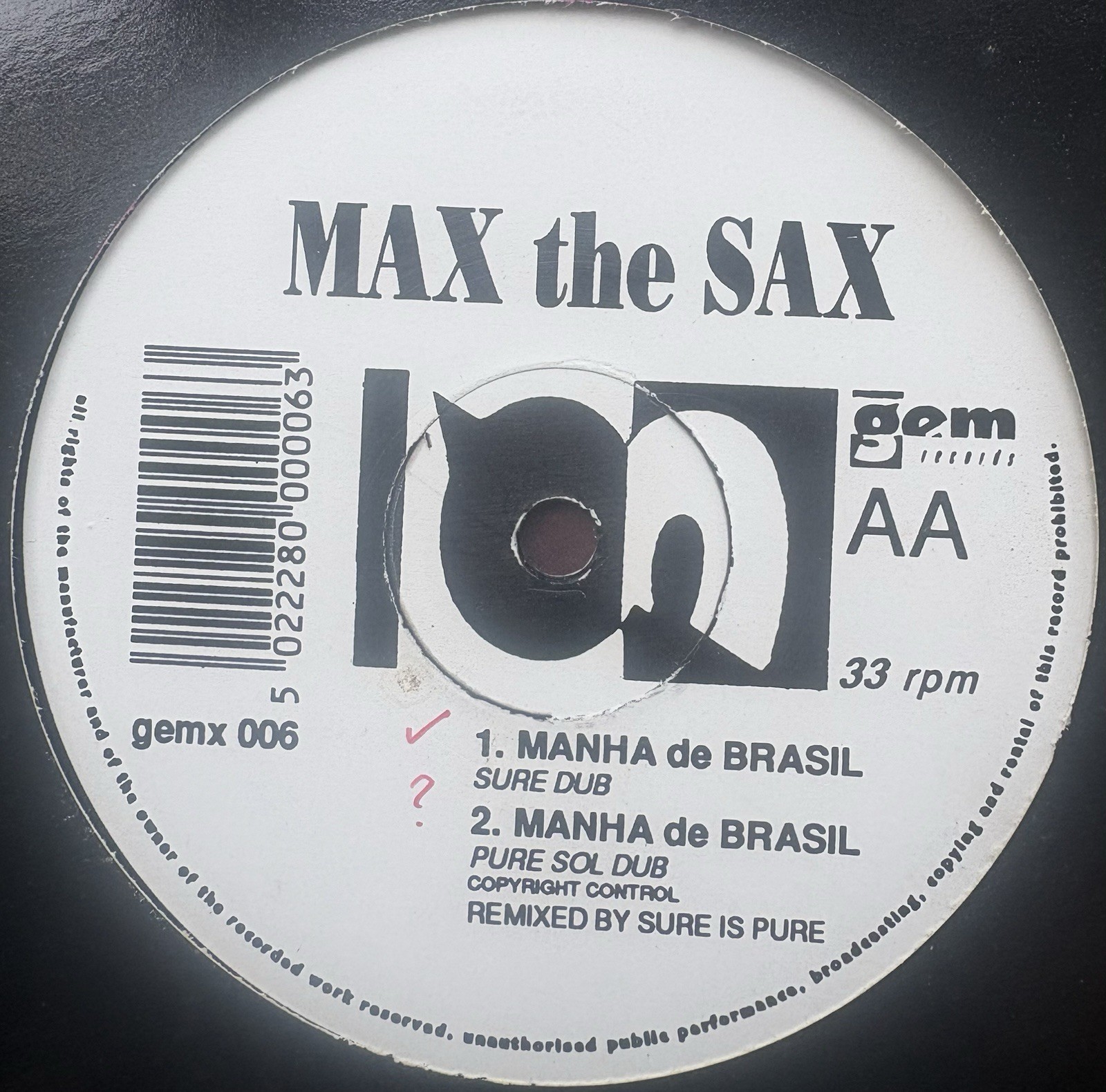 Max The Sax Manha De Brasil 12″ Vinyl Record Dance/House
