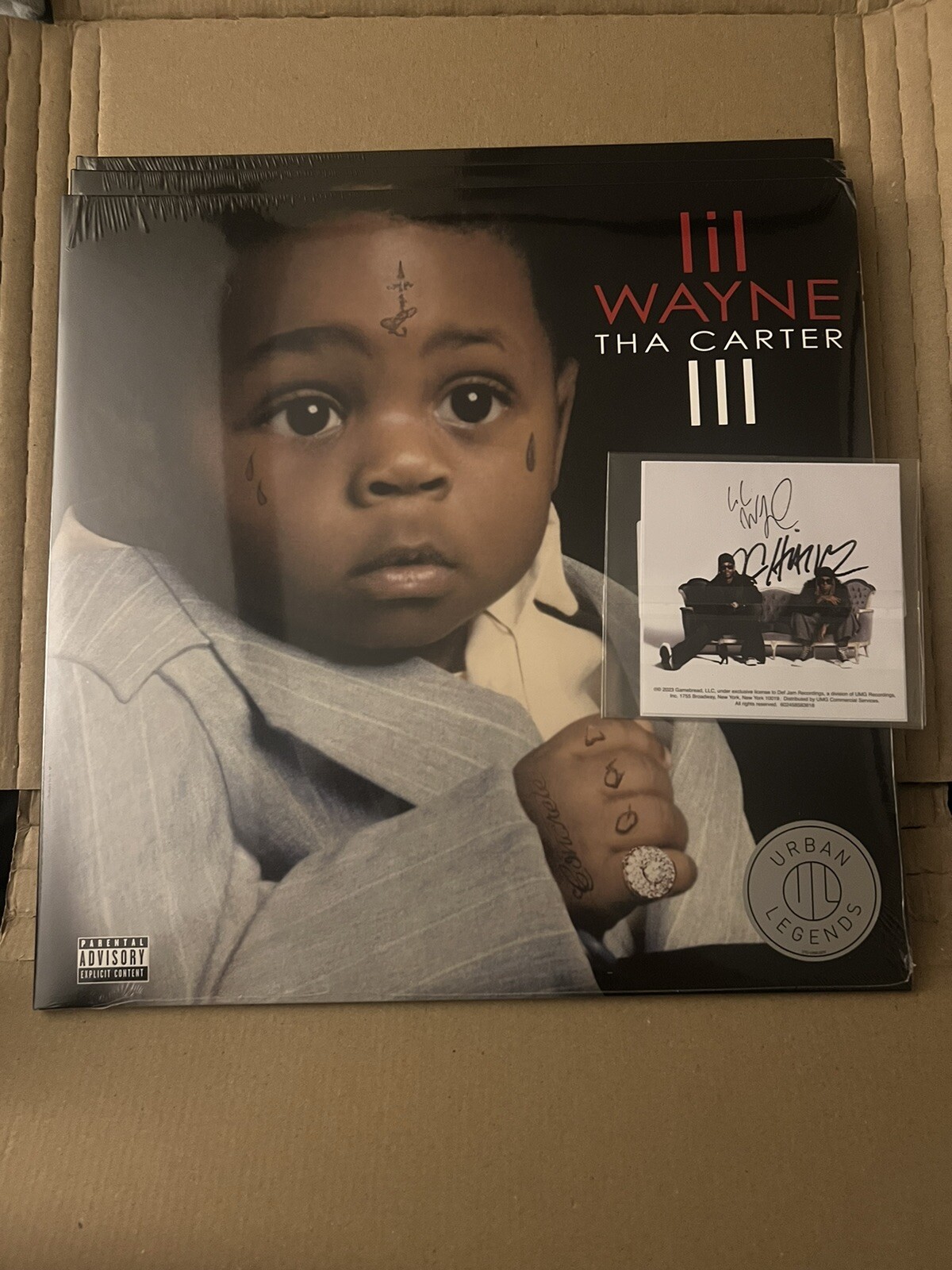 Lil Wayne – Tha Carter 3 Vinyl Art Card Signed By Lil Wayne & 2 Chainz Autograph