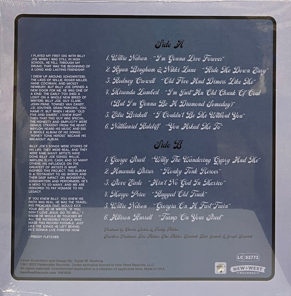 Various – Live Forever (A Tribute To: Billy Joe Shaver) – COUNTRY *NEW/COLOR*