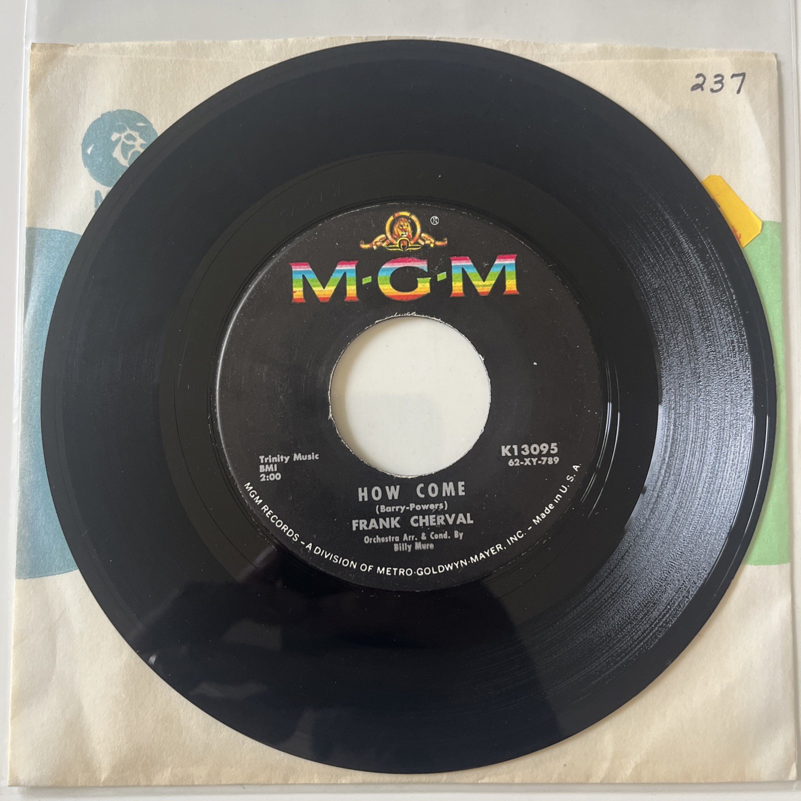 Frank Cherval – How Come / Tag Along, 1962 POPCORN, MGM Records, 45rpm 7″