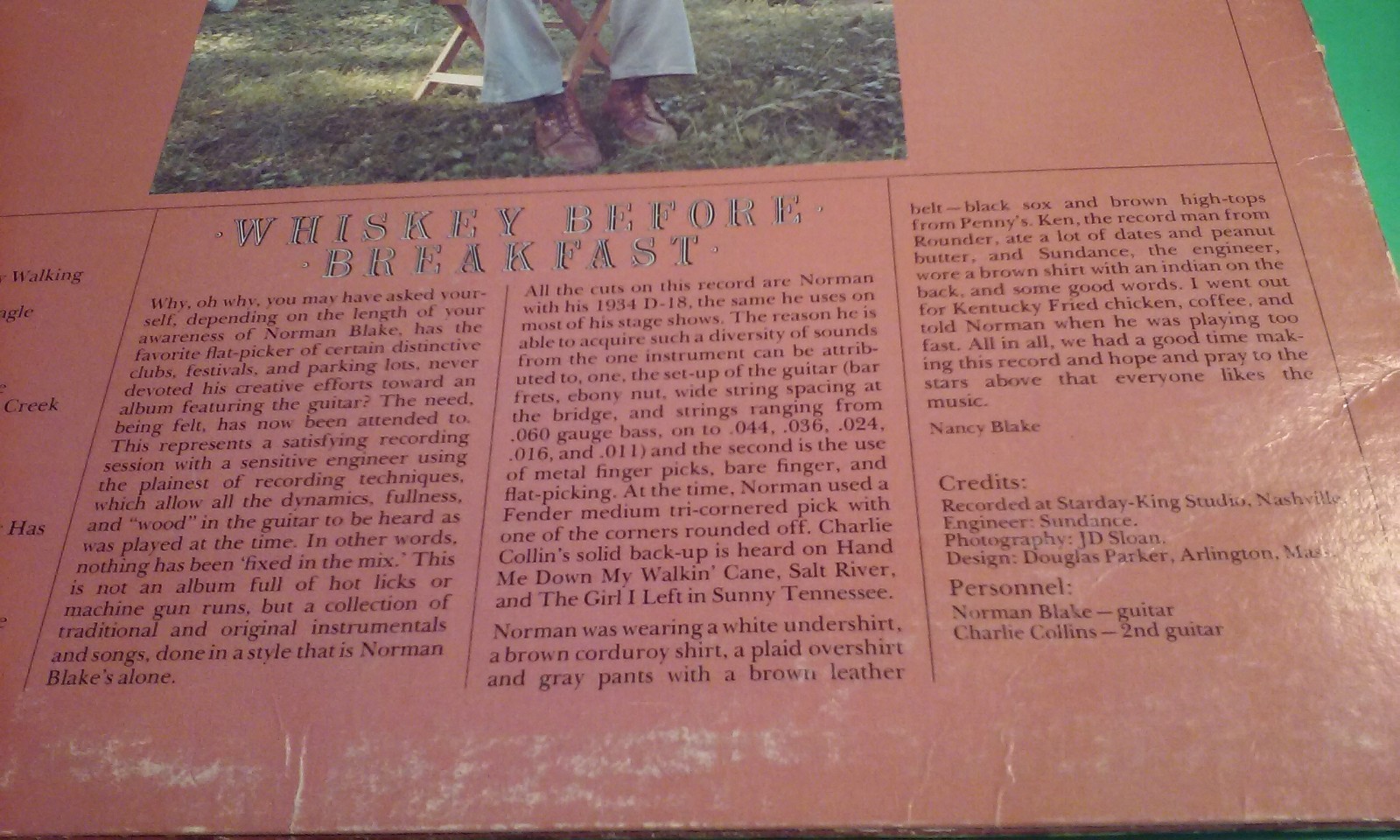 Norman Blake LP/ Whiskey Before Breakfast 1976 Rounder 0068 VG+ Vinyl & VG Cover