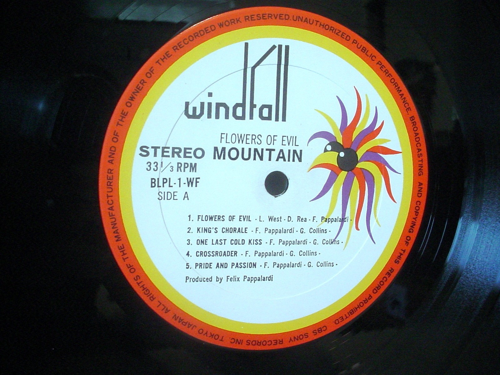 MOUNTAIN Flowers Of Evil Original JAPAN LP 1971 WINDFALL BLPL-1WF Gatefold Book