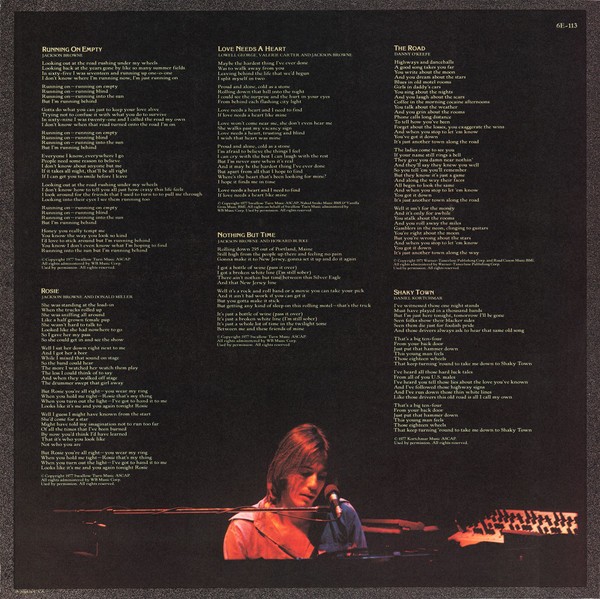 Jackson Browne – Running On Empty RARE OG 1977 PRC Press INNER+BOOKLET (VG+) LP