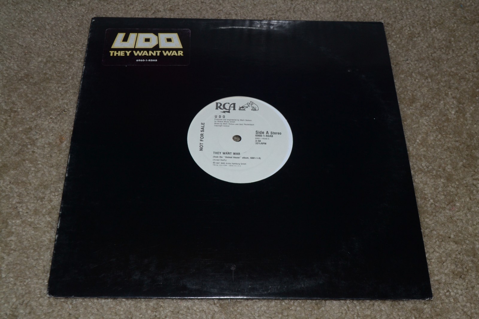 U.D.O. They Want War~MEGA RARE 12″ PROMO~1988 Heavy Metal~FAST SHIPPING!