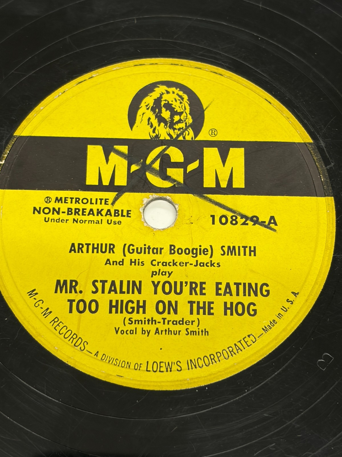 arthur guitar boogie smith – mr stalin too high / banjo buster mgm 78rpm