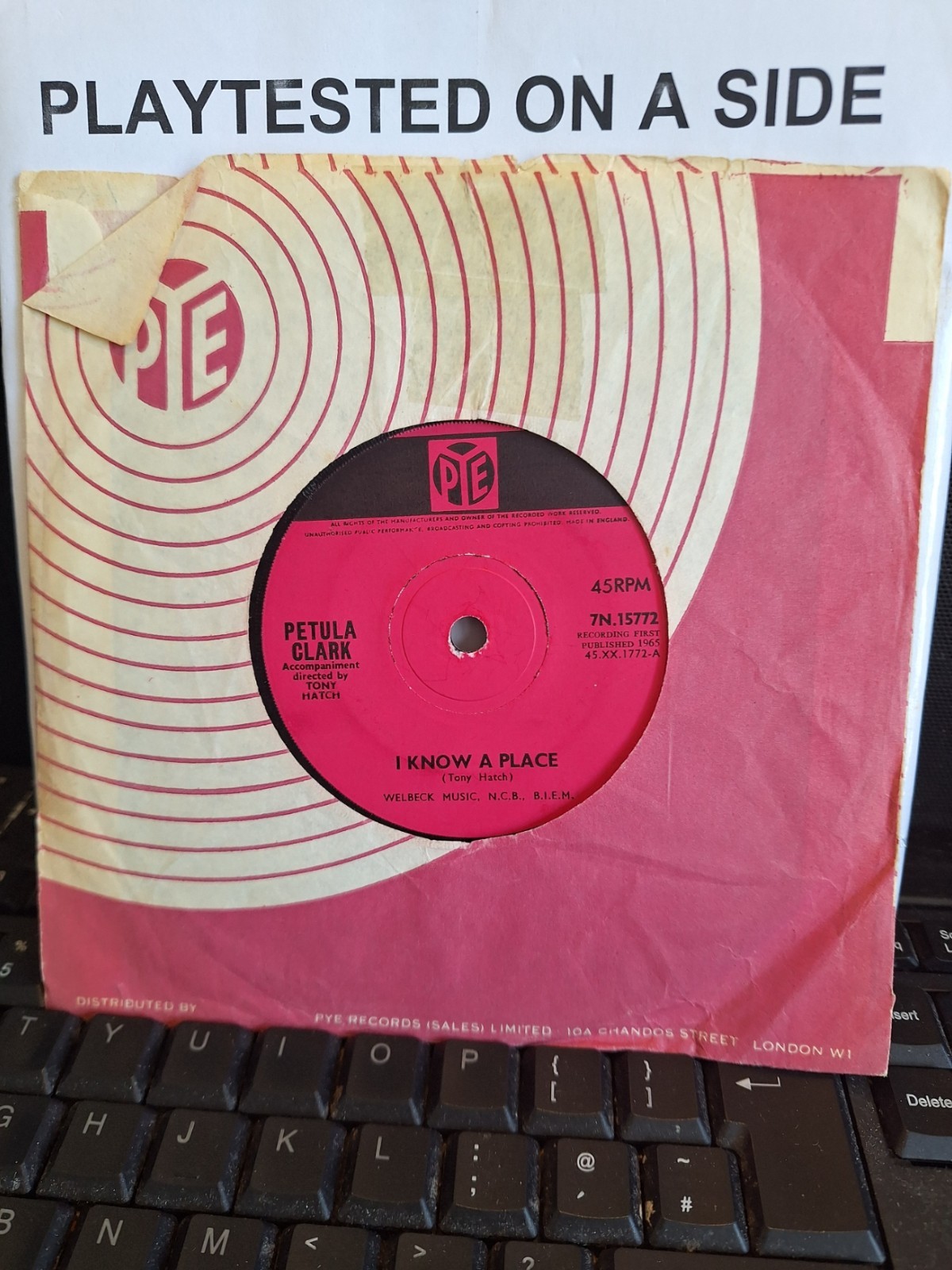 PETULA CLARK I KNOW A PLACE / JACK & JOHN PYE UK VG+VINYL 7″ 45 SINGLE RECORD