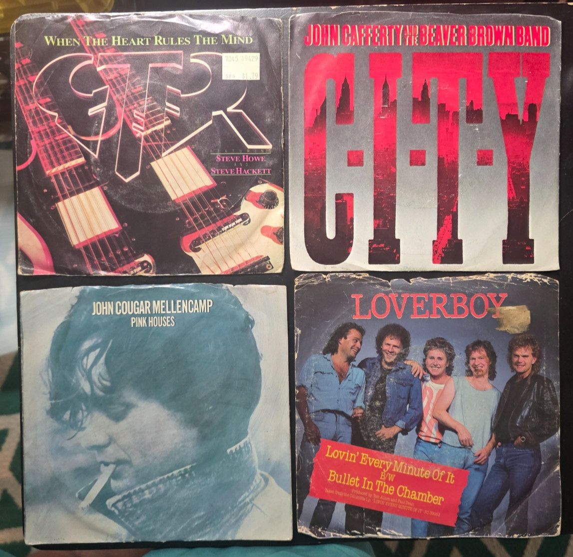 BIN Lot of 15 80s Rock/Pop Common 45s / 7′ Singles w/ Picture Sleeves