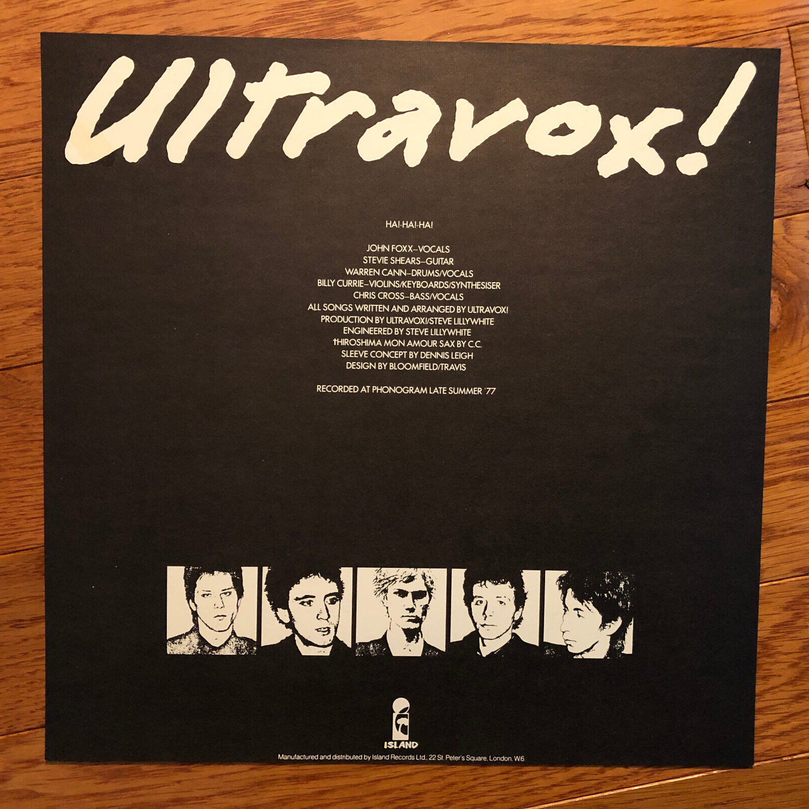 Ultravox – Ha! Ha! Ha! LP Island ILPS 9505 1977 HUK Ha 1st Pressing w Insert VG+