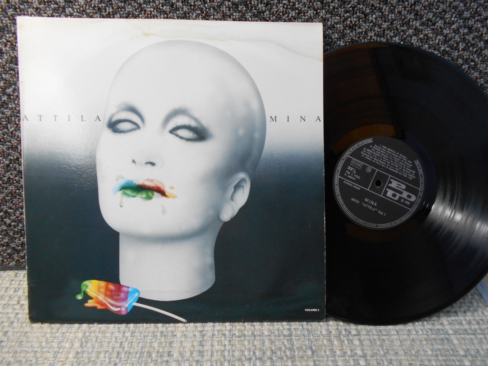 Mina vg cover stain / m- italy LP Attila -volume one