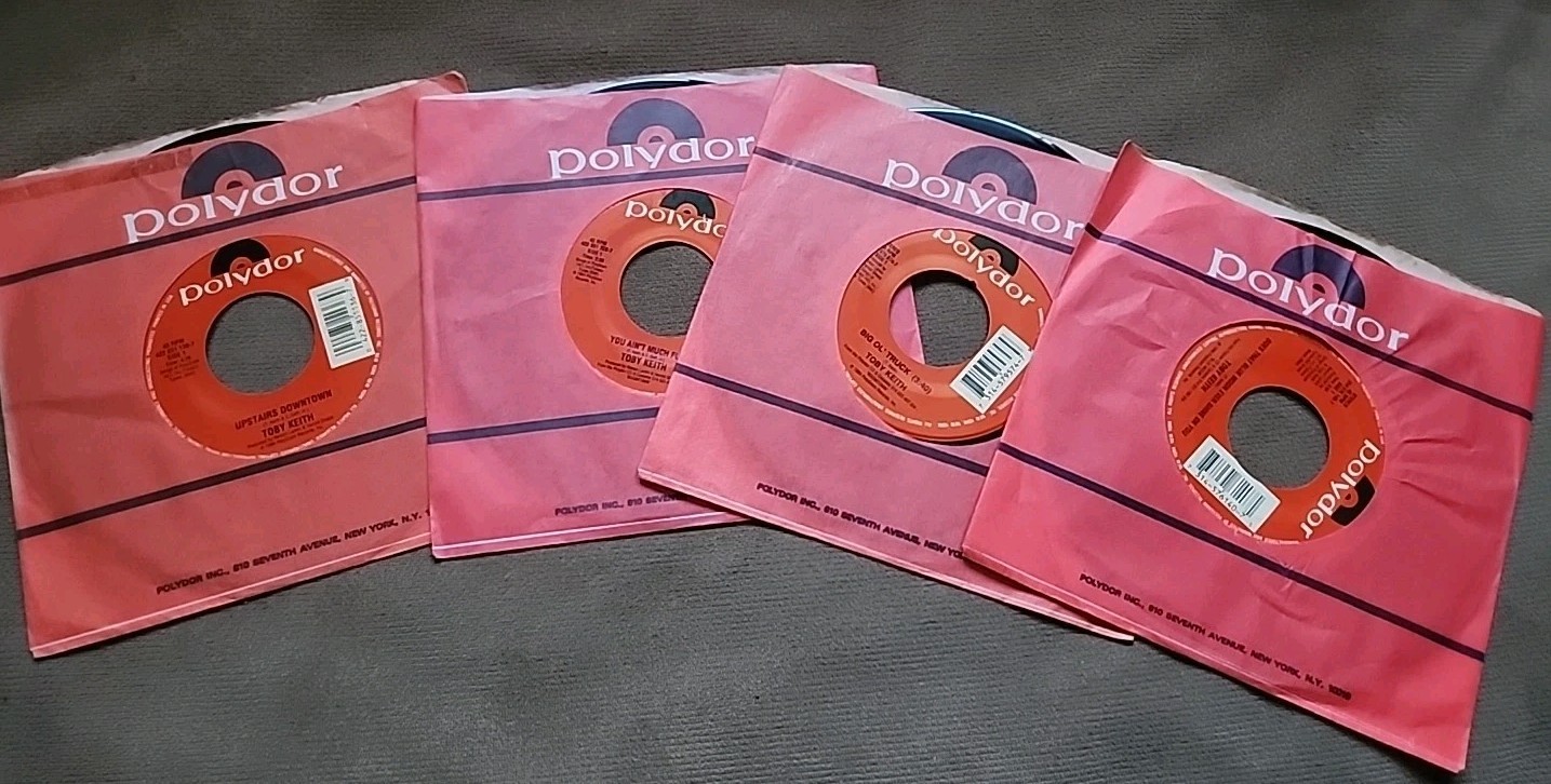 4 TOBY KEITH 45 LOT VG+ EX VINYLS BLUE MOON BIG OL TRUCK UPSTAIRS DOWNTOWN