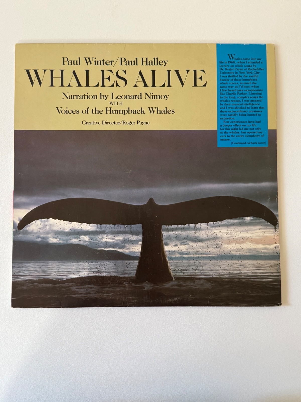 Whales Alive Paul Winter Paul Halley Leonard Nimoy 1987 LP LM-0013 EX Cleaned