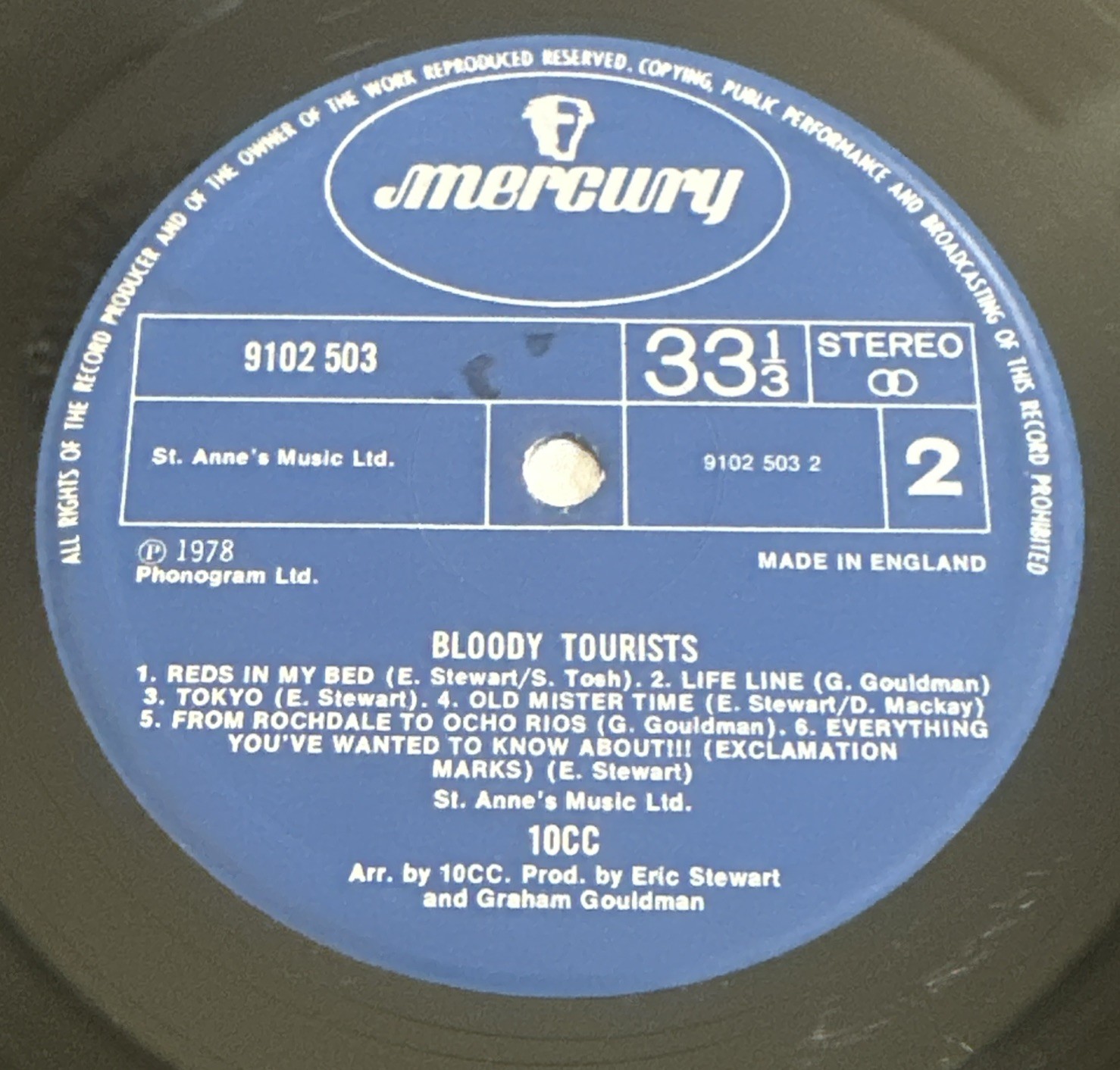 10cc : Bloody Tourists – Vinyl LP Gatefold Uk Issue EX / VG+ Condition