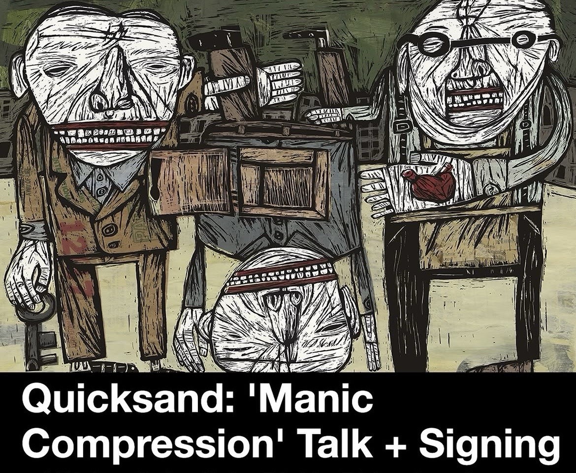 QUICKSAND SIGNED MANIC COMPRESSION LP VINYL WALTER SERGIO 4/26 ROUGH TRADE NYC