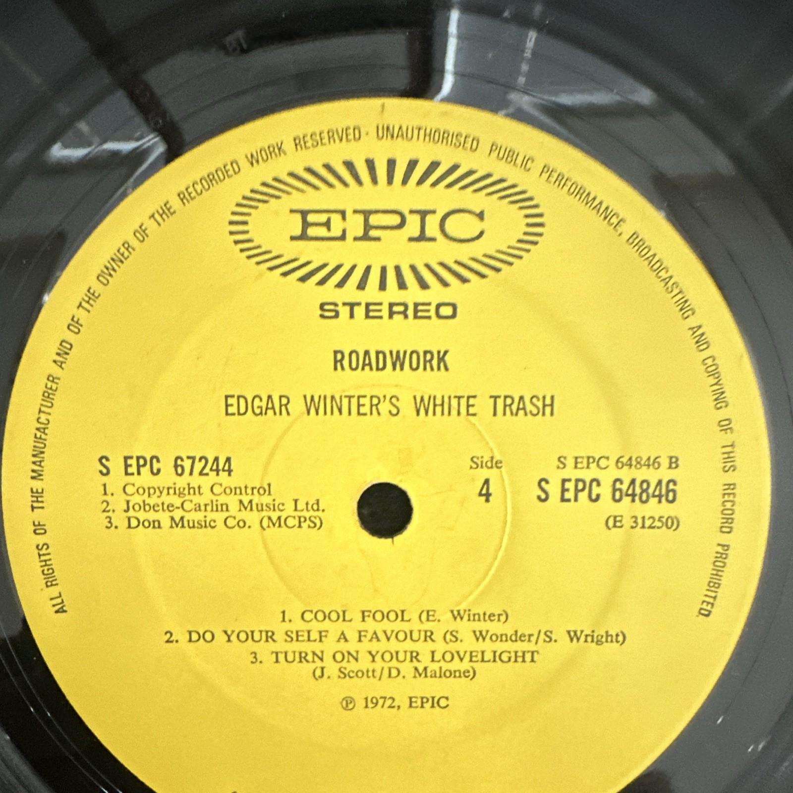 Edgar Winter’s White Trash Roadwork Double LP Vinyl Epic 1972 Rock