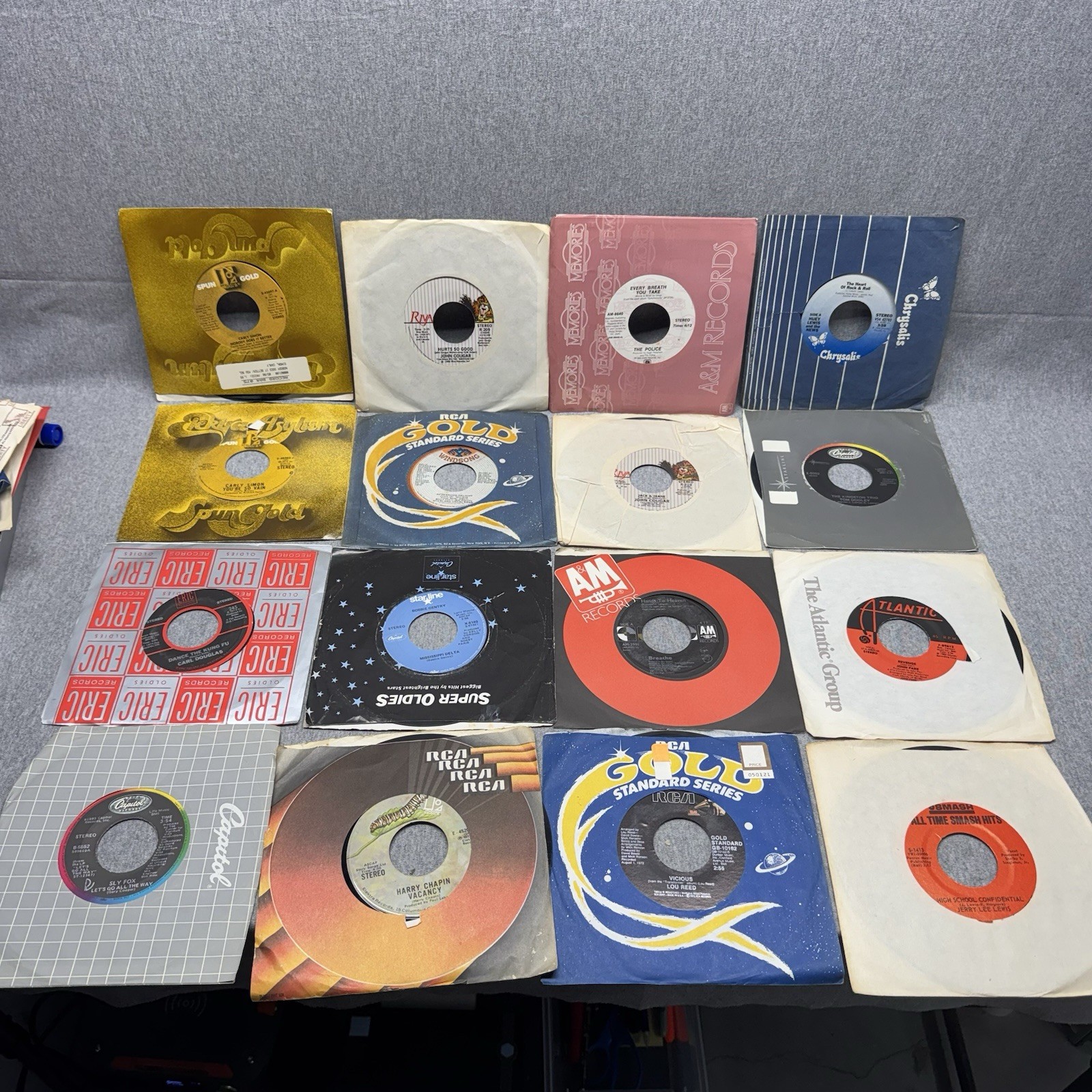 Vintage 45 RPM Record Lot of 86 – 7″ Vinyl Singles Rock Pop 70s 80s Beatles Etc.