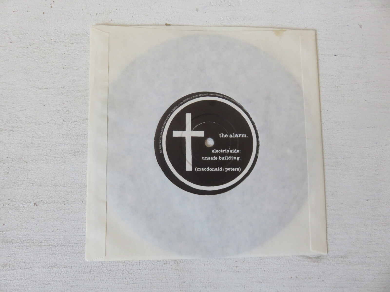 THE ALARM Unsafe Building WHITE CROSS RECORDS UK 1ST PRESS VINYL 7″ MIKE PETERS