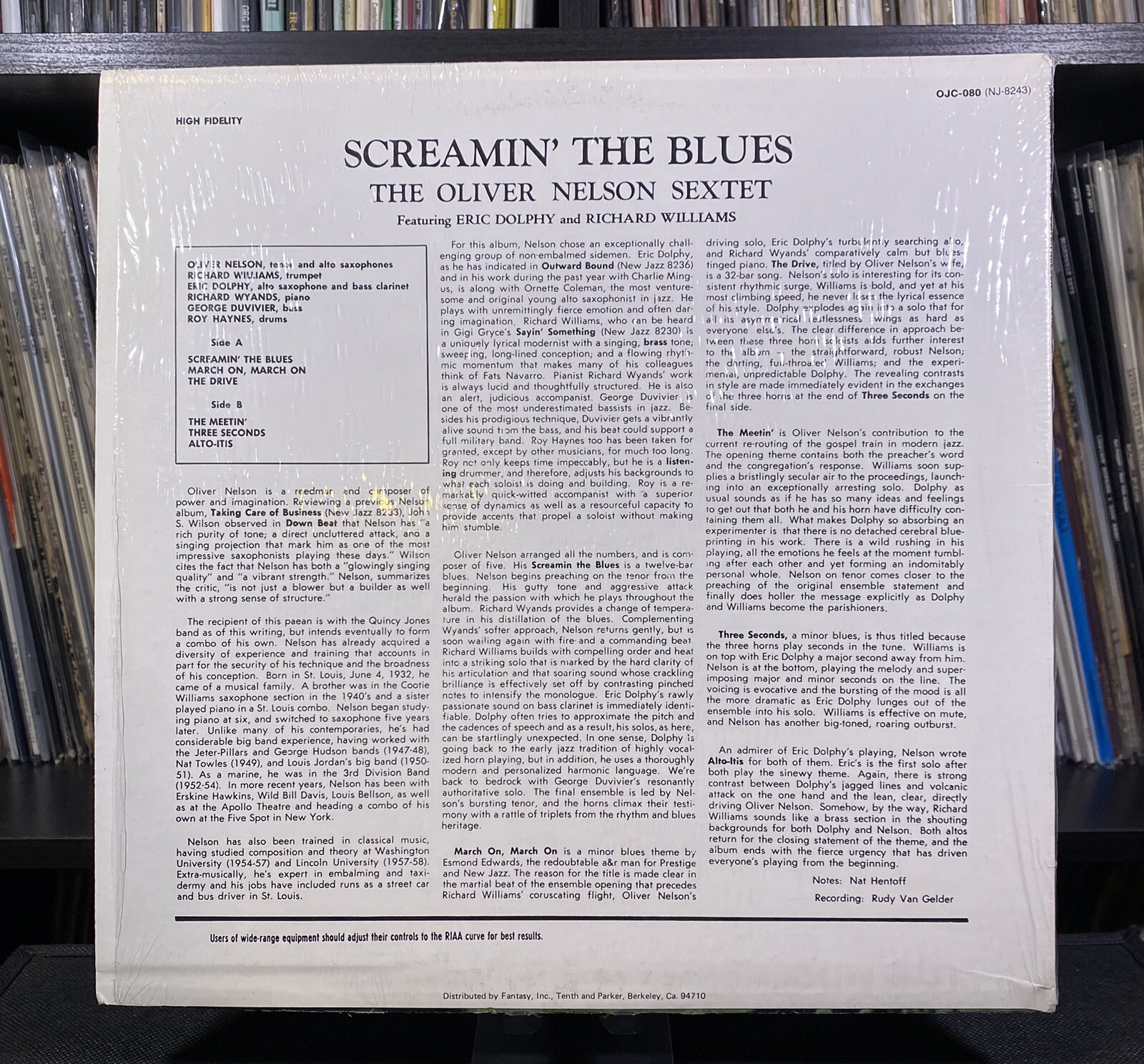 OLIVER NELSON – Screamin’ The Blues PRESTIGE OJC-080 VINYL LP