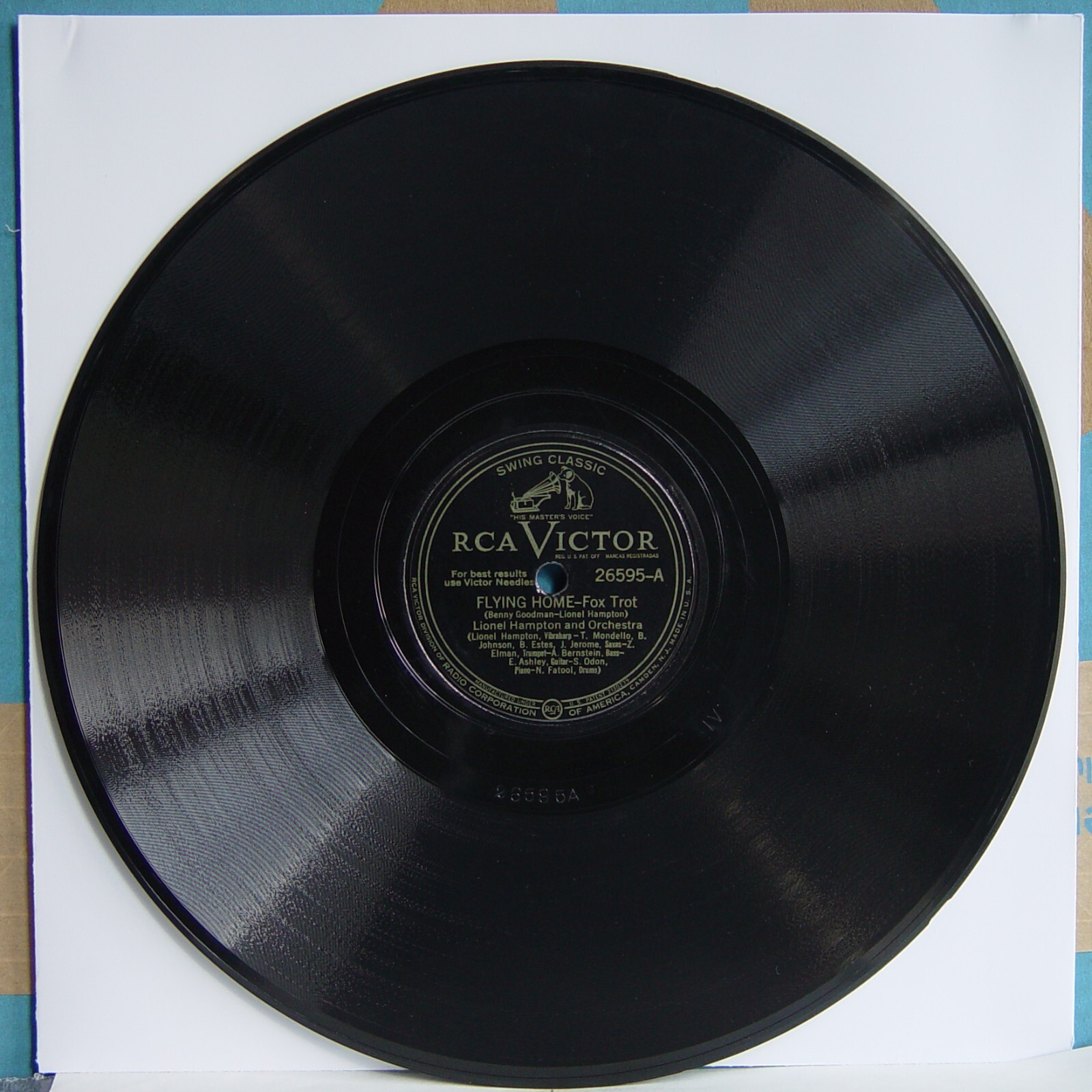 78 RPM 10″: RCA Victor 26595 Lionel Hampton Flying Home Save It Pretty Mama 1947