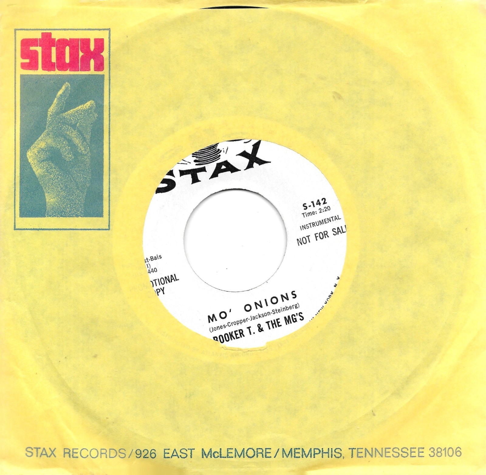 BOOKER T. & THE M.G.’s (Mo’ Onions) Stax 142 = MINT VINTAGE PROMO record
