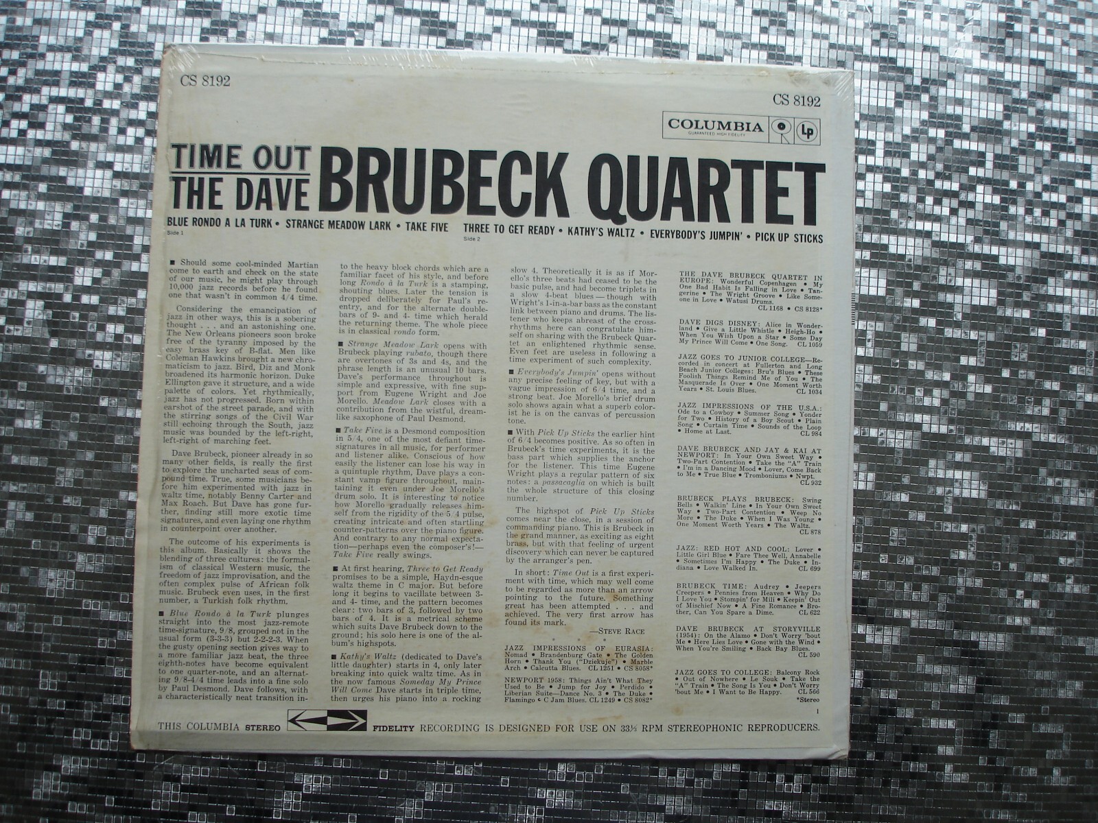 The Dave Brubeck Quartet ~ Time Out ~ Vintage LP w/ Bonus CD Columbia CS 8192