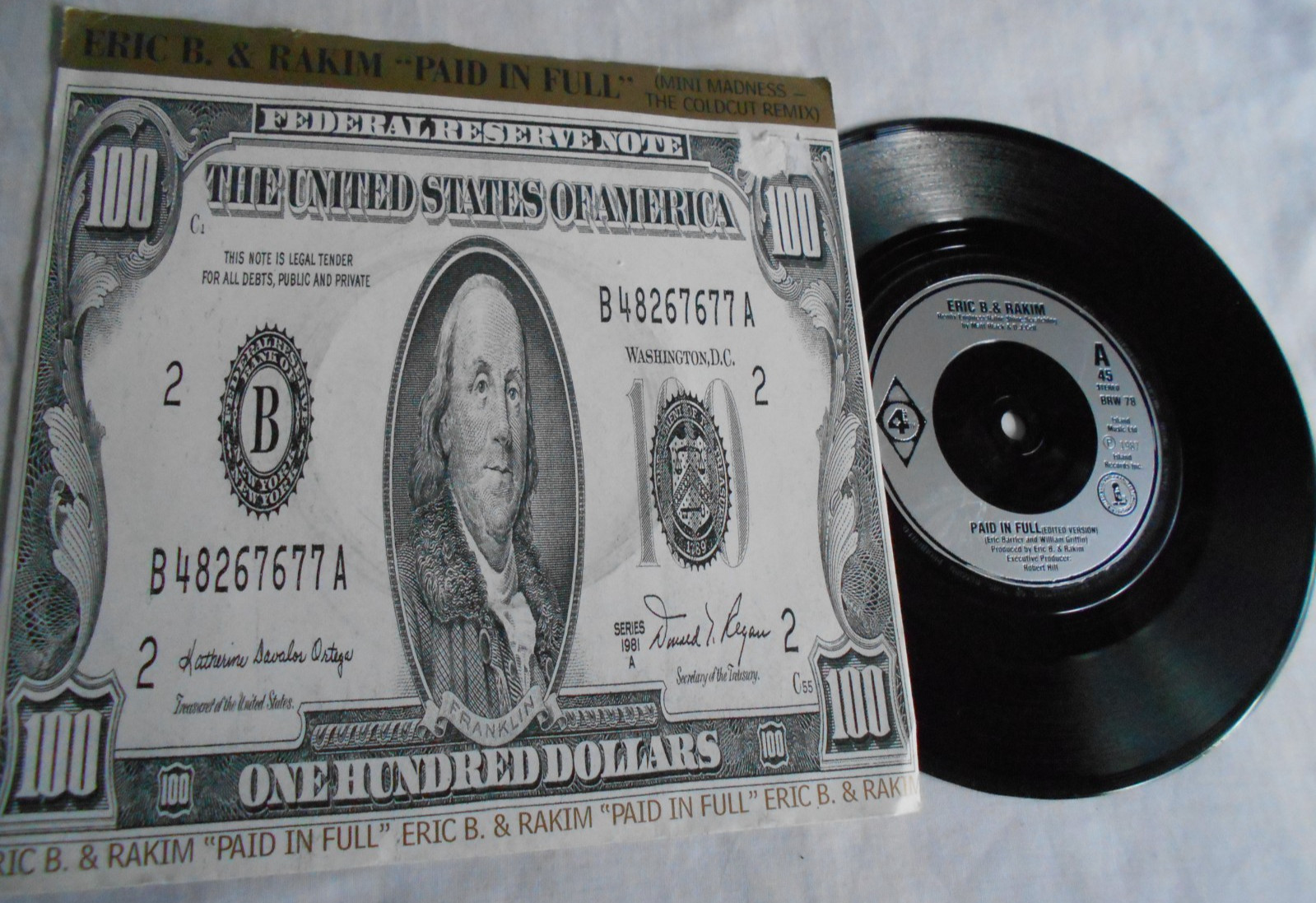Eric B & Rakim Paid in Full NM 1987 7″ Eric B is on the Cut 1st A1 B1 BRW 78 Hop