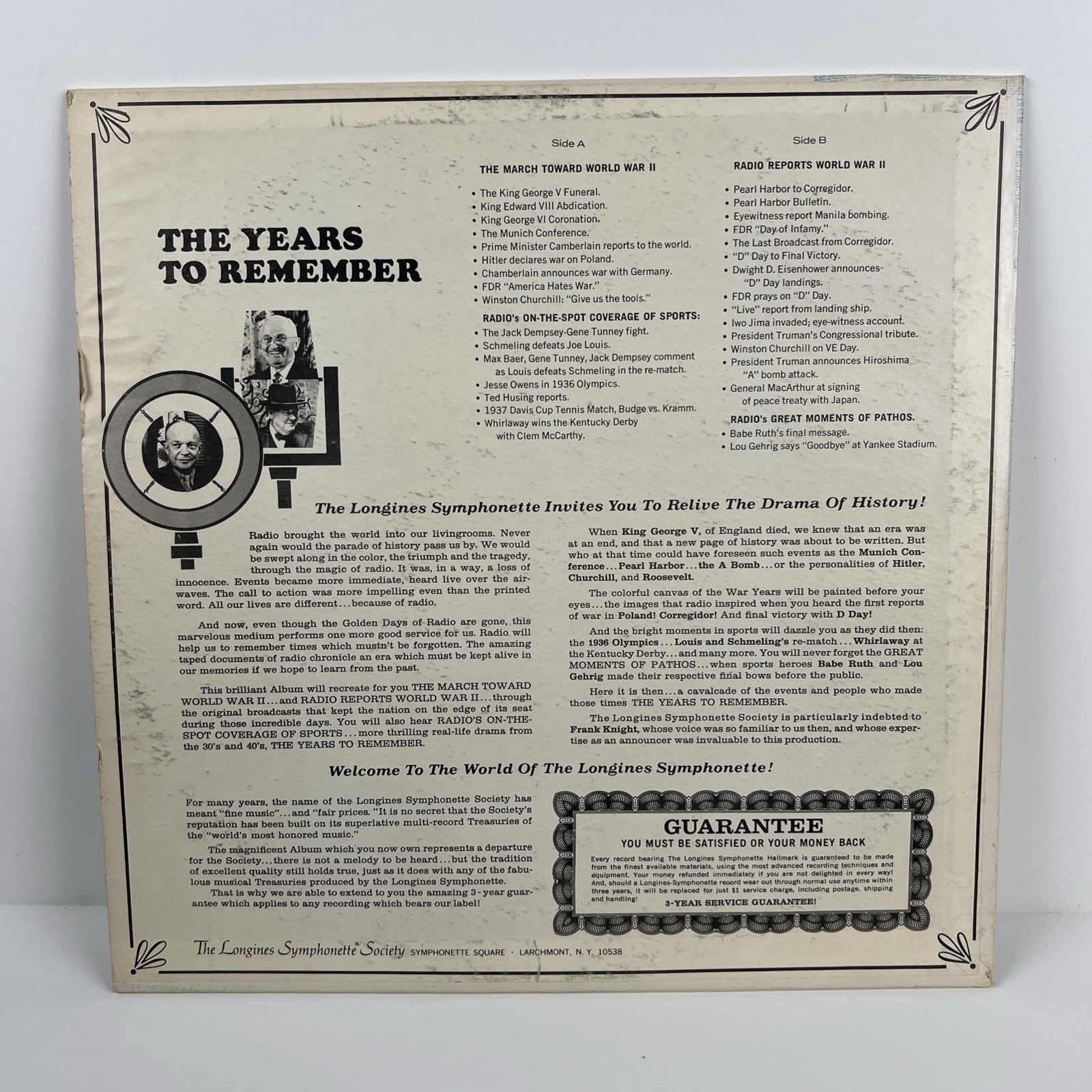 The Years To Remember – Frank Knight – Longines Symphonette Society Vinyl Record