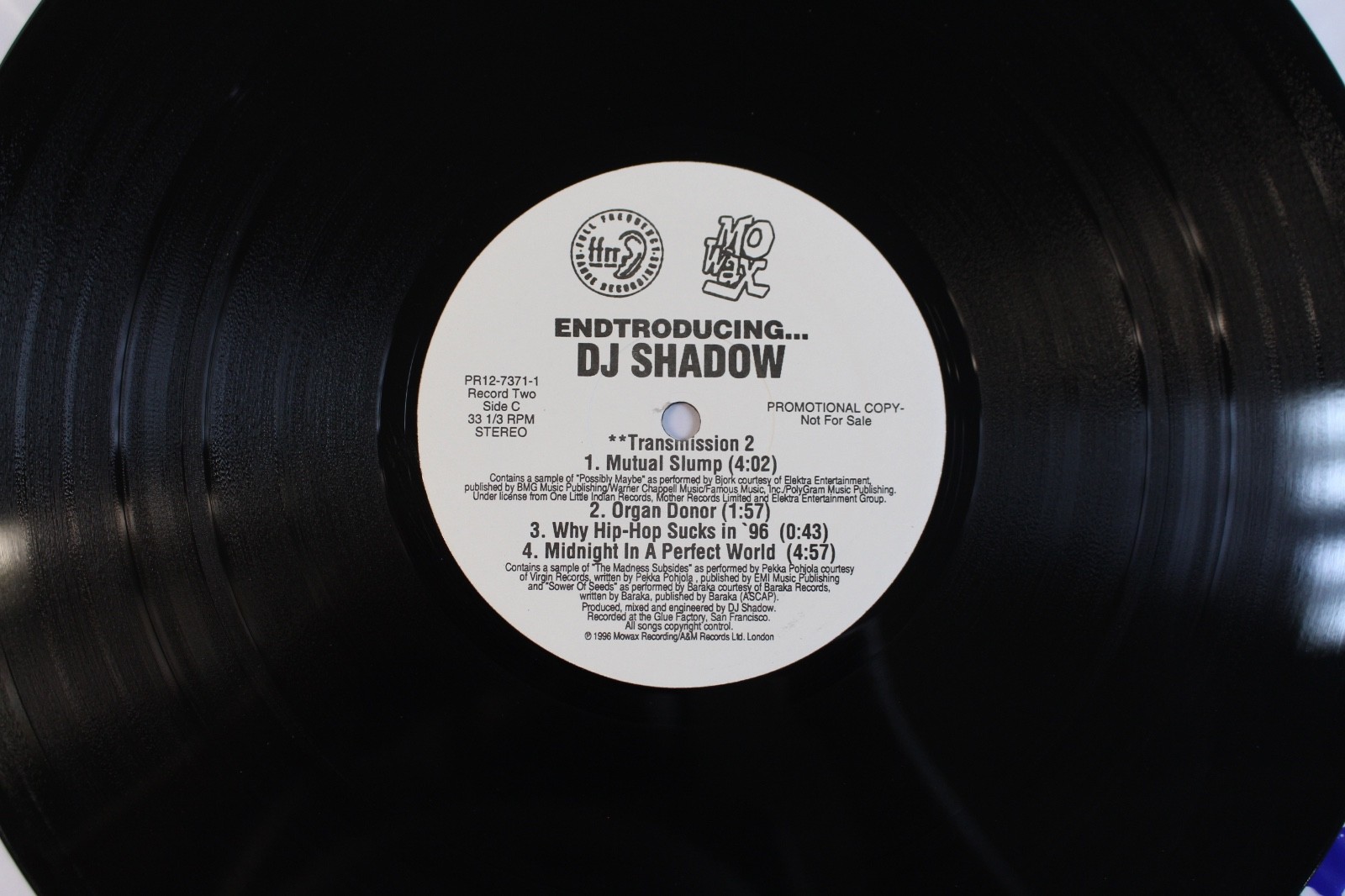 DJ Shadow – Endtroducing….. (1996 OG White Label Promotional, Mo Wax Records)