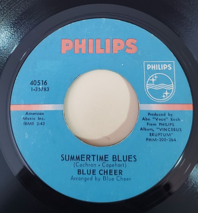 Blue Cheer SUMMERTIME BLUES (GARAGE ROCK 45/PS) #40516 PLAYS VG++