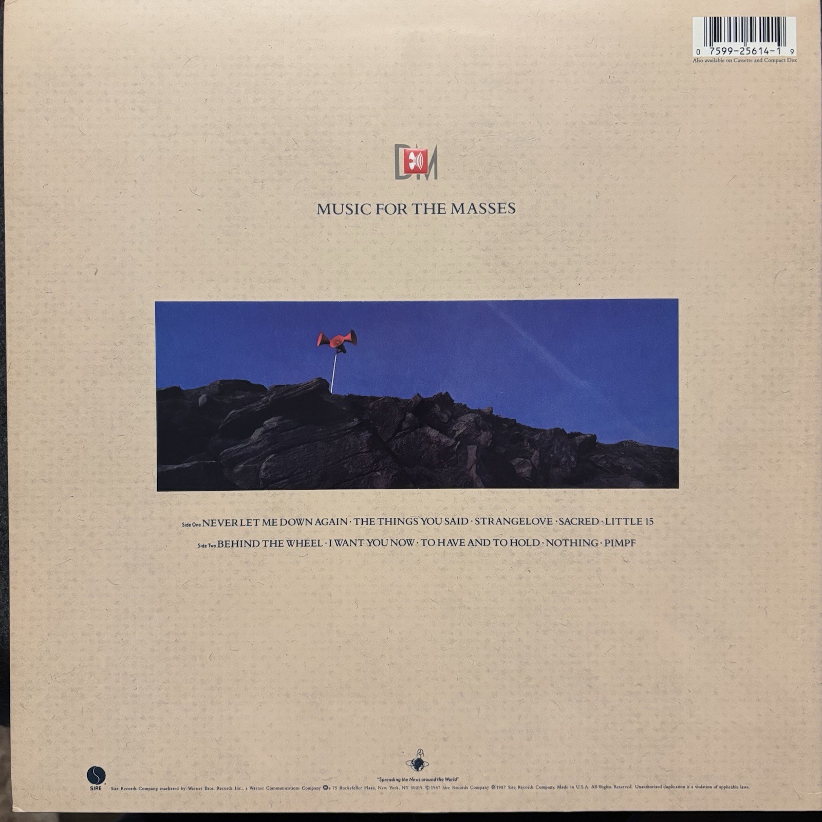 Depeche Mode Music For The Masses GOLD STAMP PROMO VINYL First Edition USA Sire