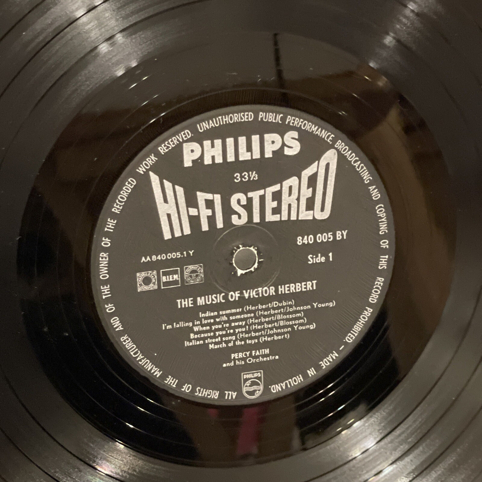 Percy Faith The Music Of Victor Herbert (Vinyl, 1959) Philips 840 005 BY VG+