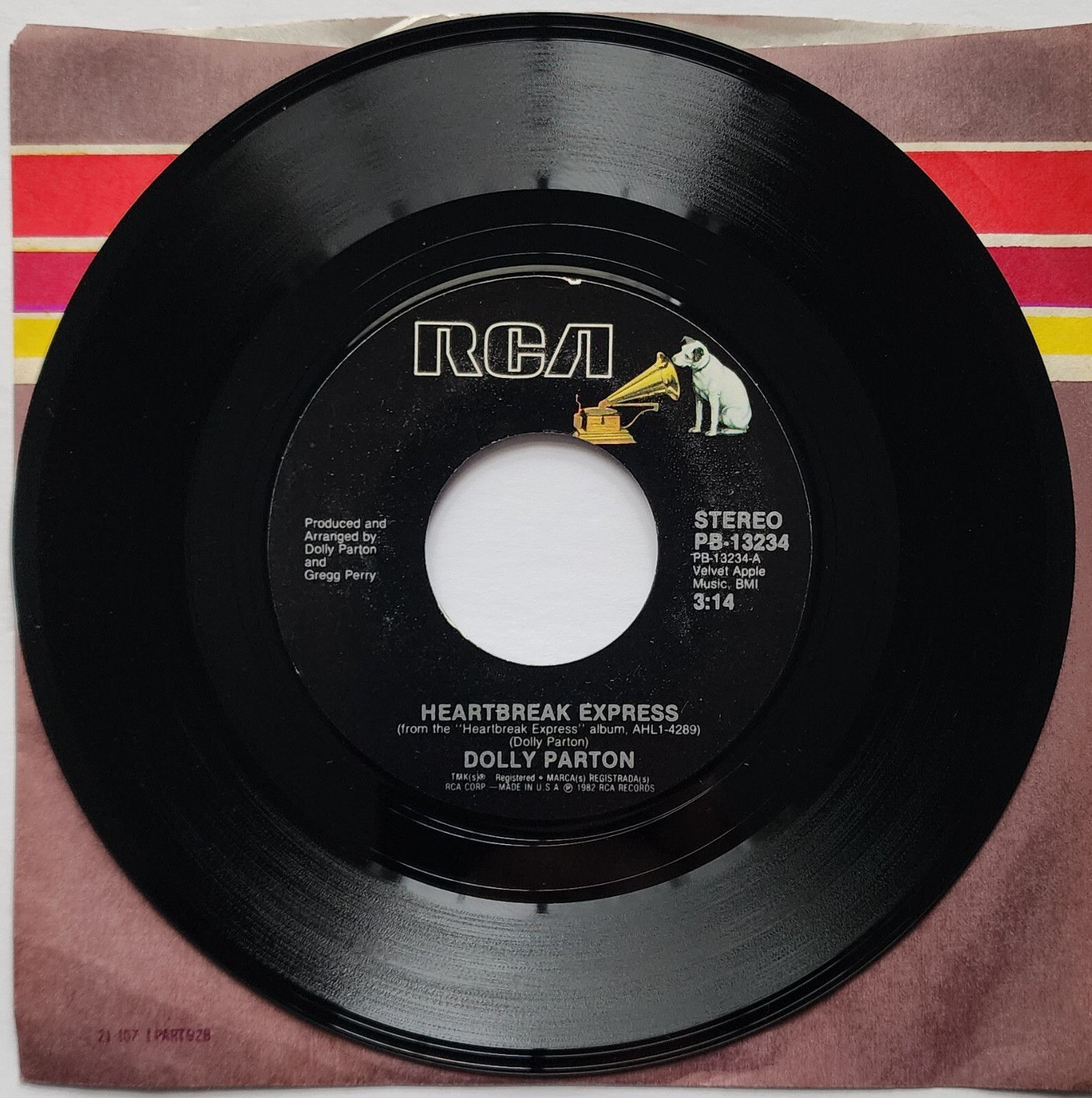 DOLLY PARTON – HEARTBREAK EXPRESS / ACT LIKE A FOOL 7″ SINGLE 45 RPM 1982 (RCA)