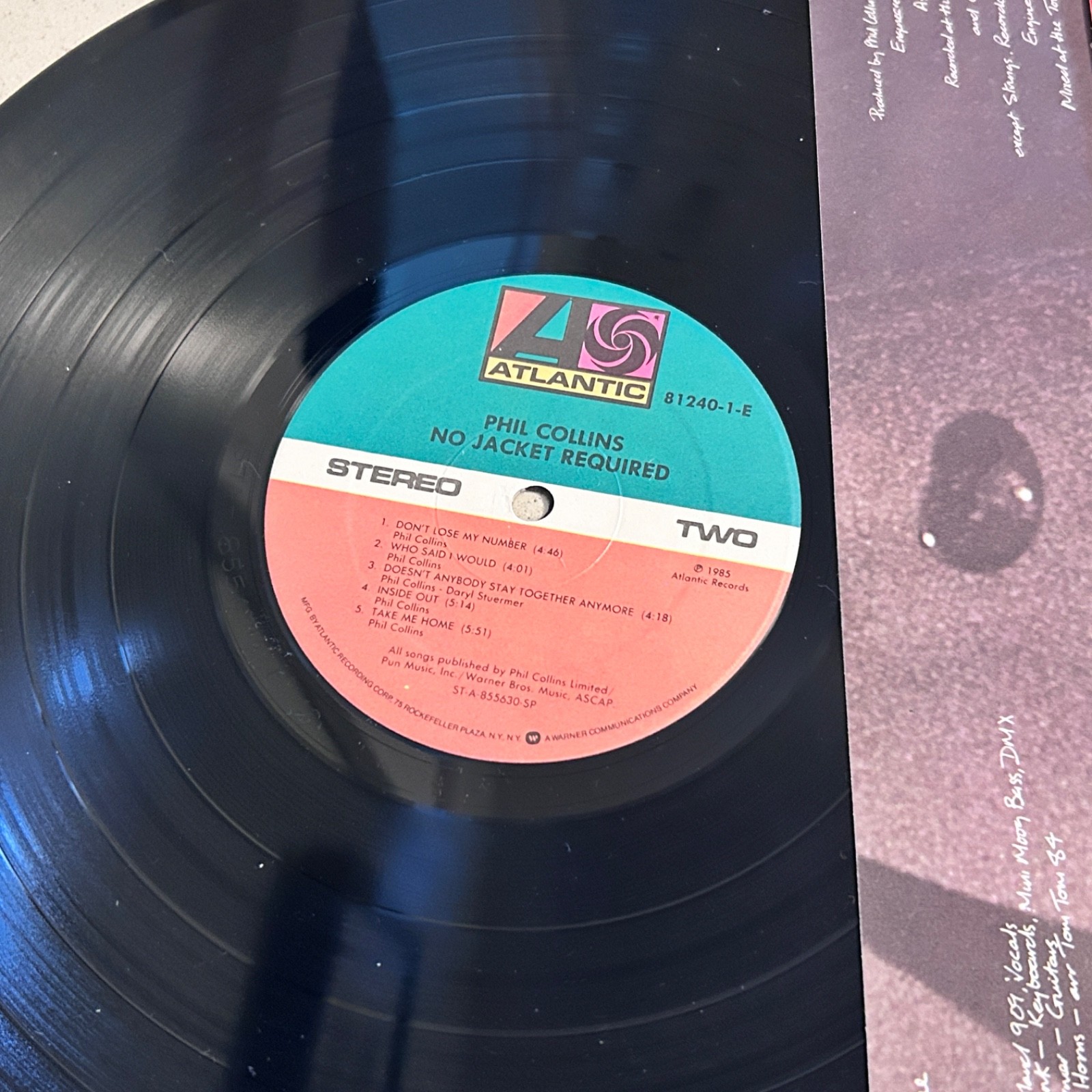 (EX) PHIL COLLINS No Jacket Required LP Masterdisk RL Robert Ludwig Hype Shrink