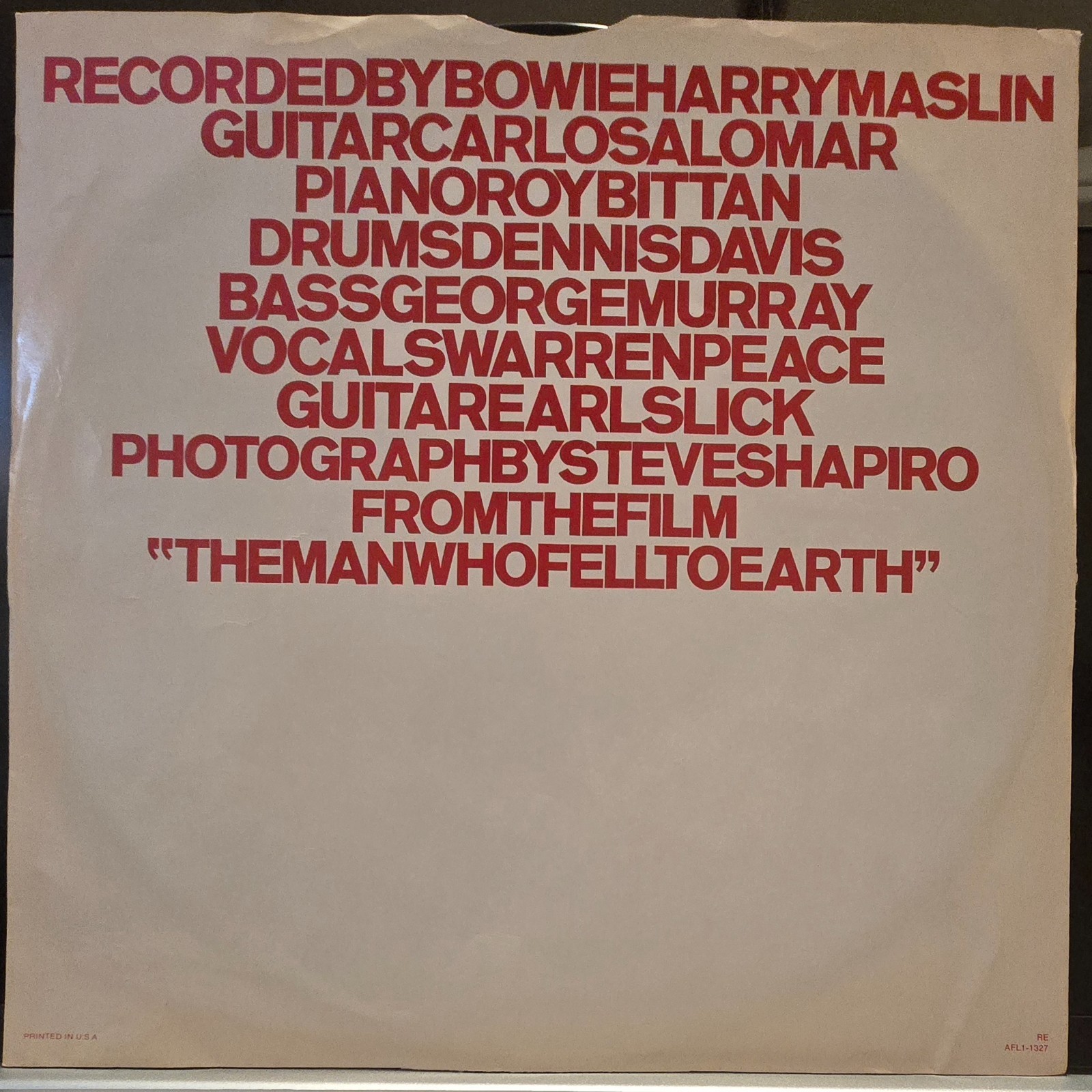 David Bowie “STATION TO STATION” 1976 Vinyl LP, PLAY TESTED, RCA, AQLI-1327