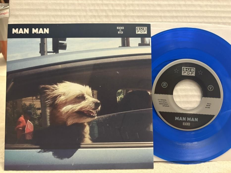 MAN MAN 7″ BEACHED B/W WITCH – BLUE VINYL 45 Sub Pop Singles Club 2019