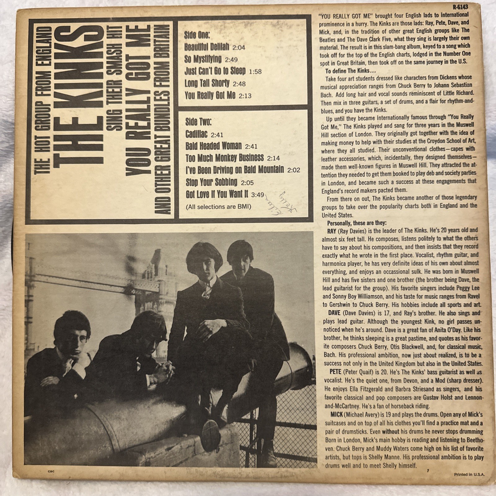 The Kinks – You Really Got Me 1968 US Stereo Reissue Reprise RS 6143 VG/VG+