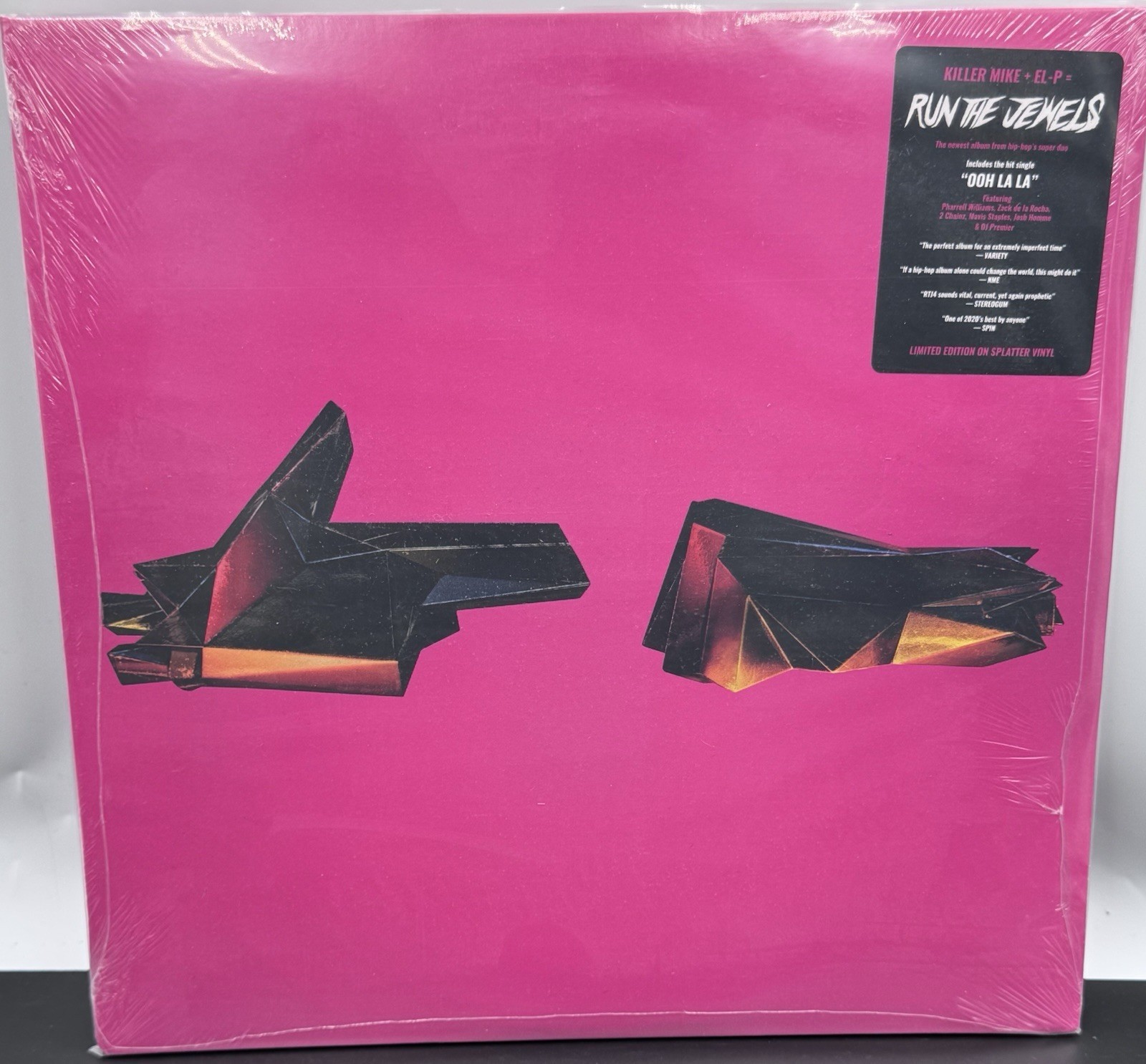 Run The Jewels 4, ltd ed clear vinyl with black/blue/pink splatter, 2LP