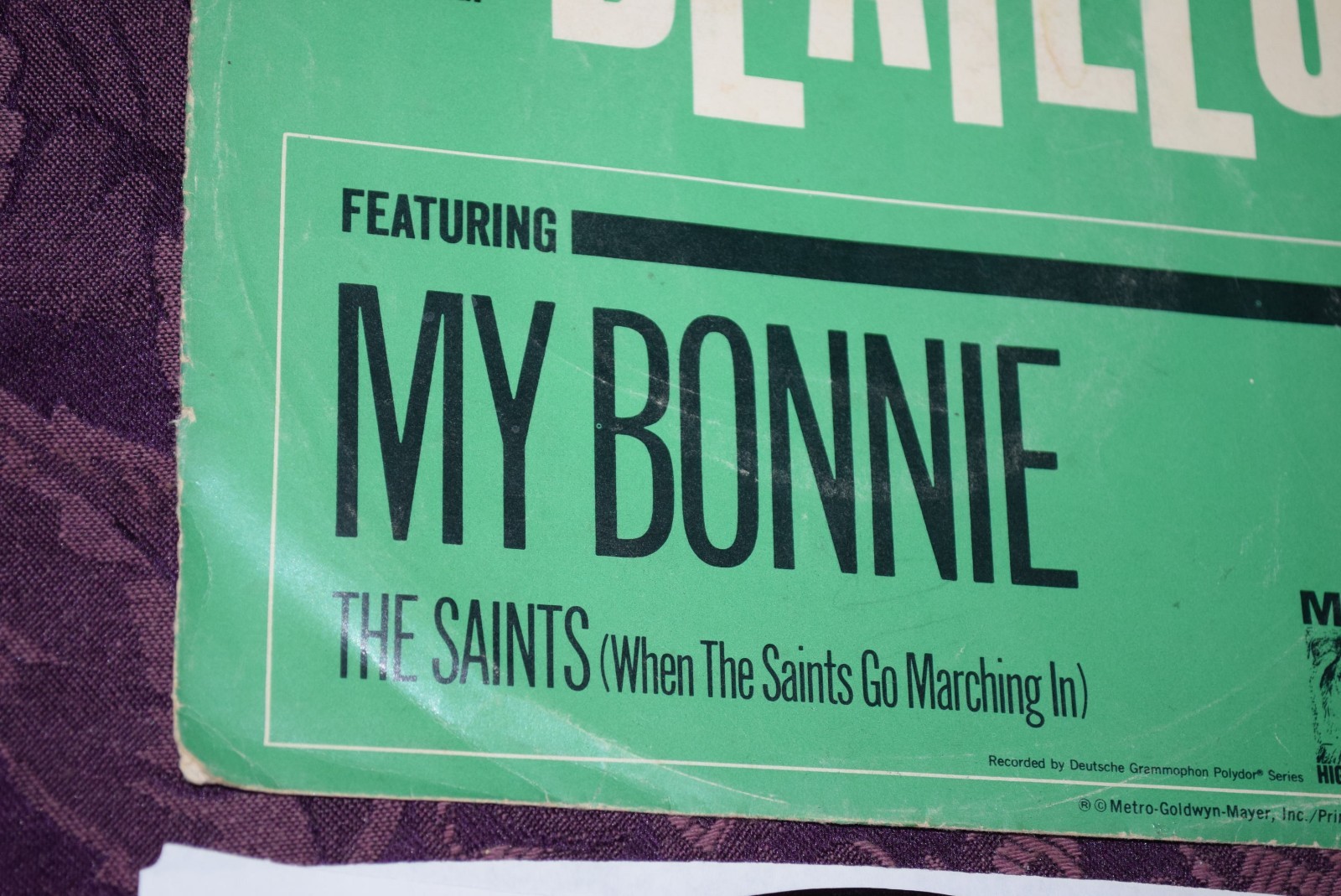 The Beatles My Bonnie The Saints MGM K-13213 Picture Sleeve 45 RPM EX/G+